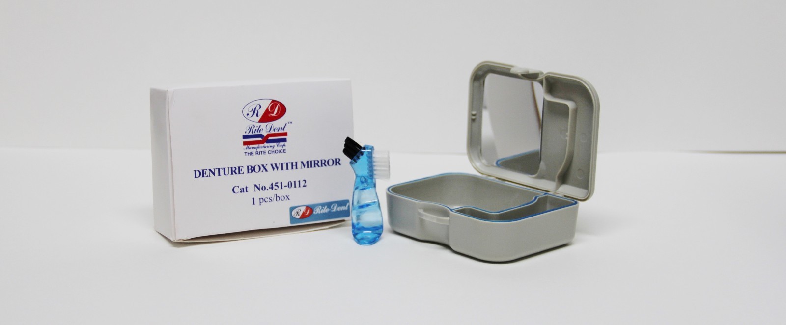 Denture Retainer Mouth-guard Storage Case with Mirror & Cleaning Brush – 1 PC