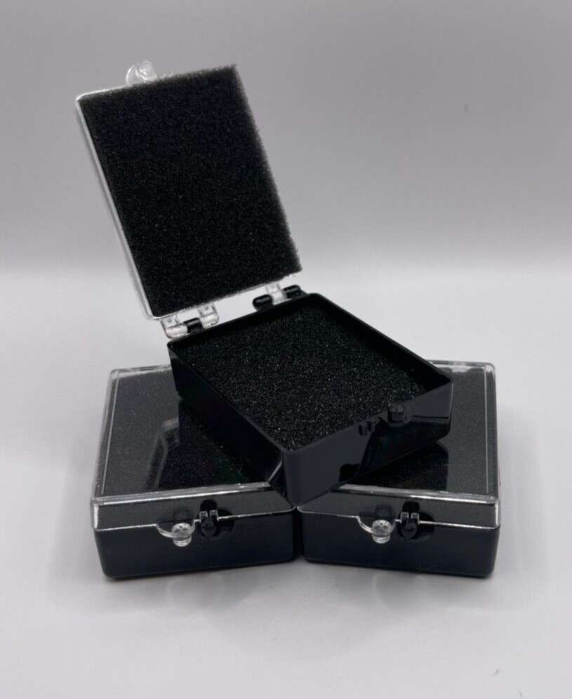 50 Pack, 2″ Black Crown Foam Case Container Hinged Display Box Jewelry Teeth