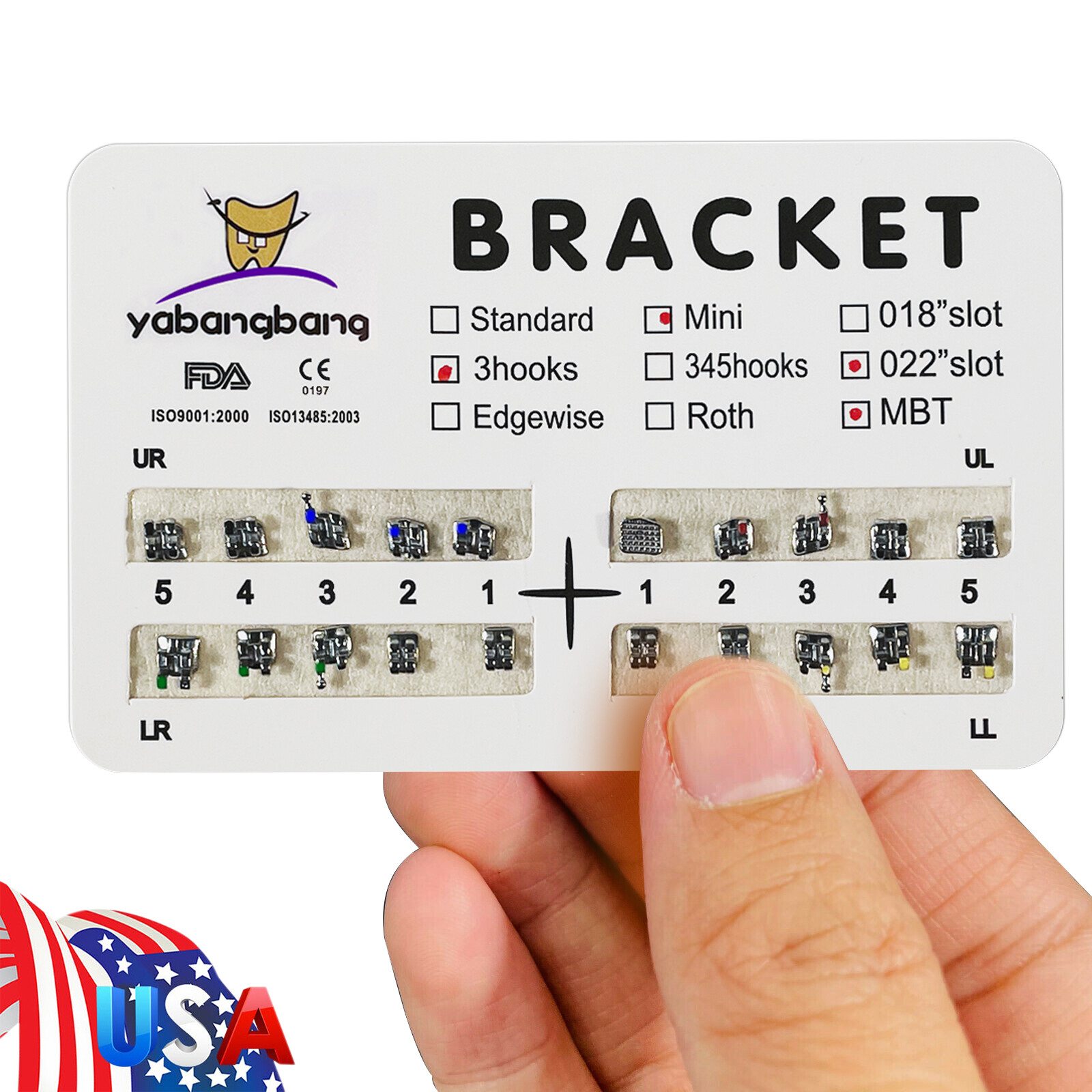 10-200 Packs Dental Orthodontic Brackets Brace Metal Mini MBT.022 Hook 3 Ua