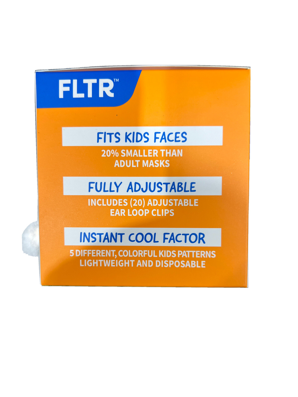 FLTR Kids Face Mask -5 Designs 1 Case – 50 Pack – 20 Adjustable Ear Clip