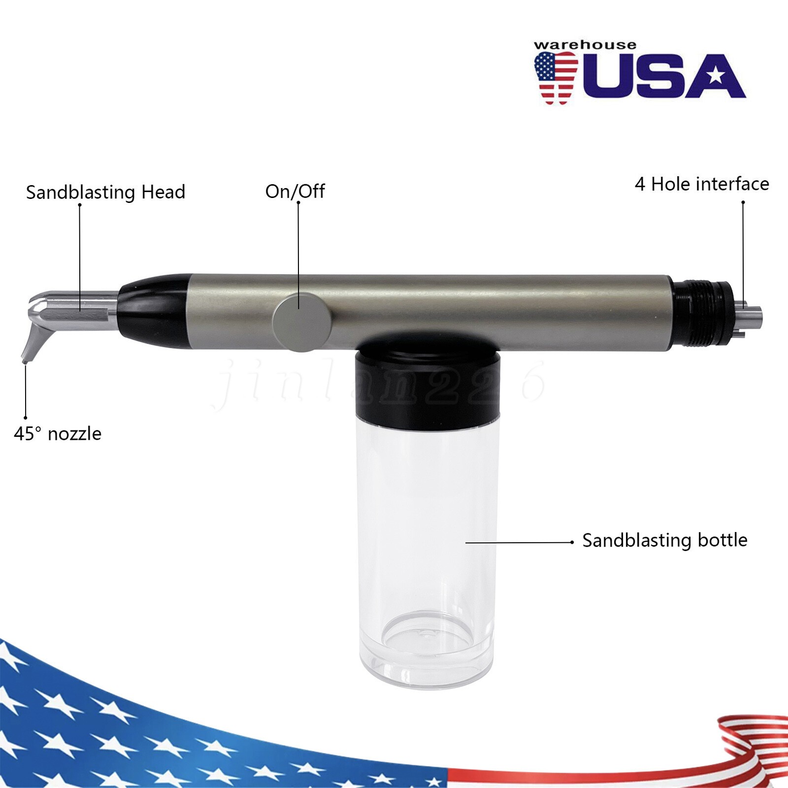Dental Aluminum Oxide Micro Blaster Air Polisher Abrasion Microetcher w/ Water