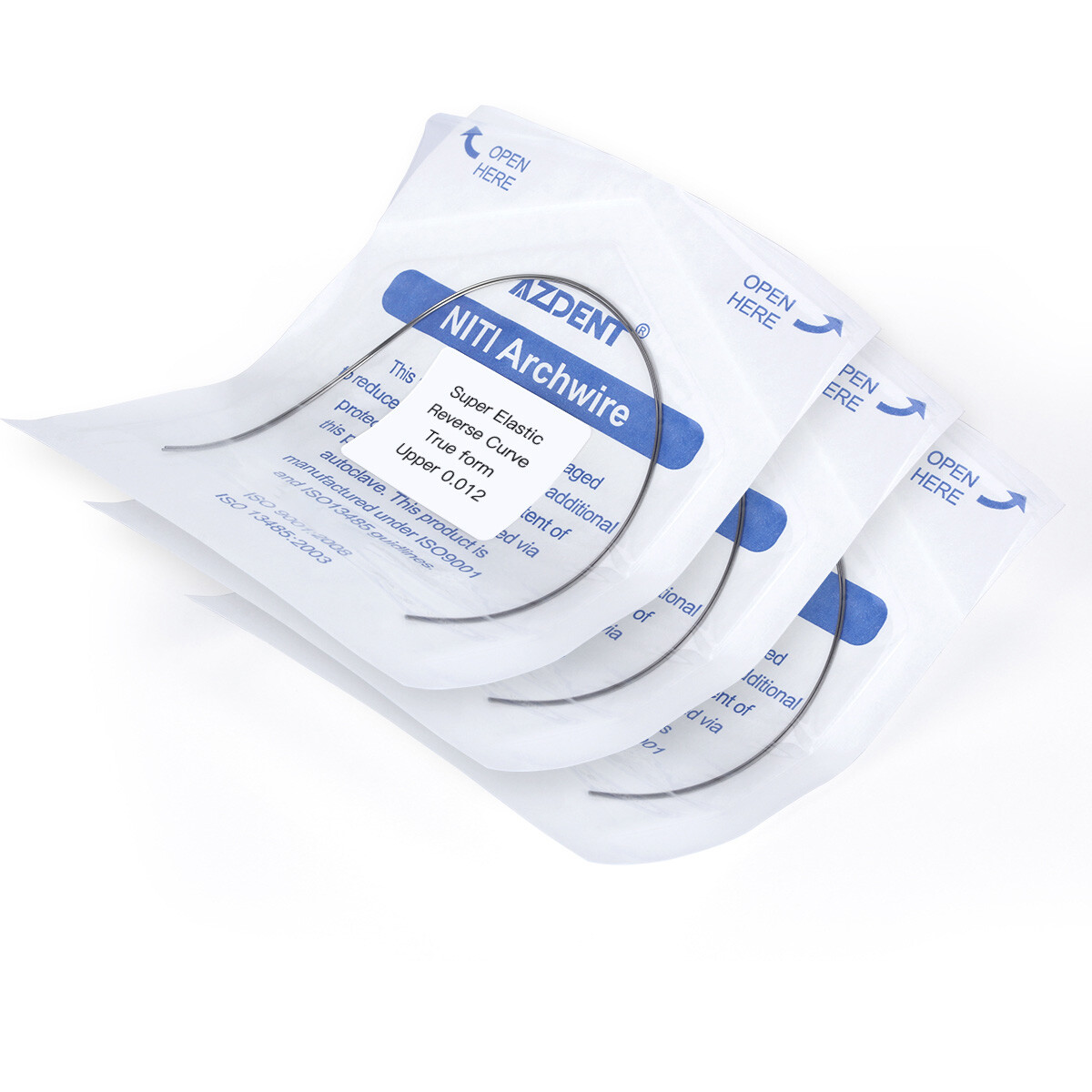 2pcs AZDENT Orthodontic Super Elastic NITI Reverse Curve True Round Arch Wire