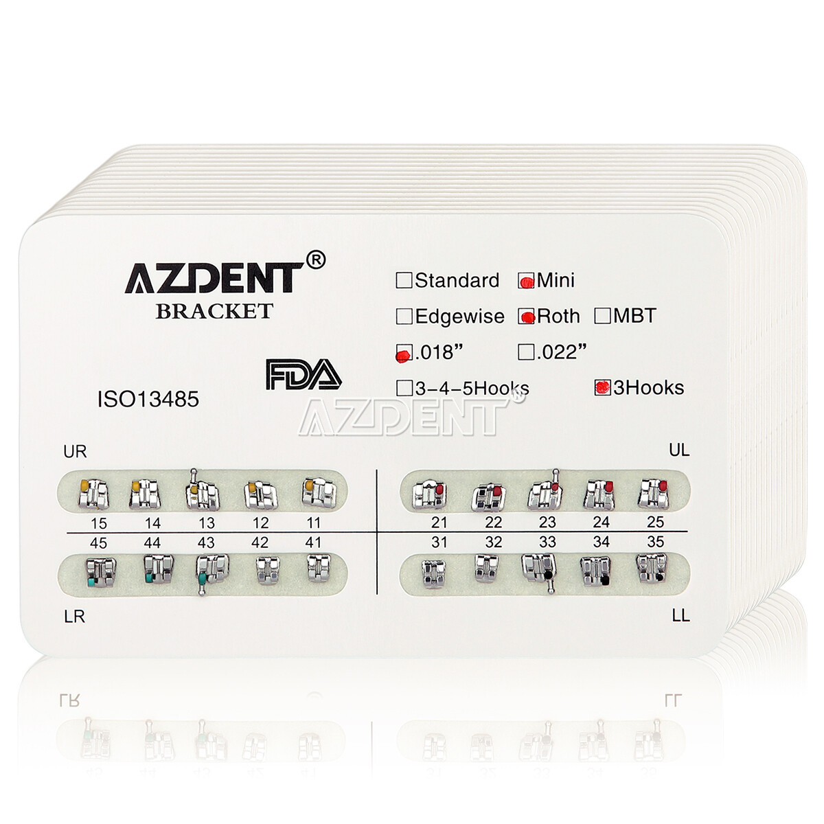 Dental Orthodontic Metal Brackets Braces Mini/Standard Roth/MBT 022/018 AZDENT