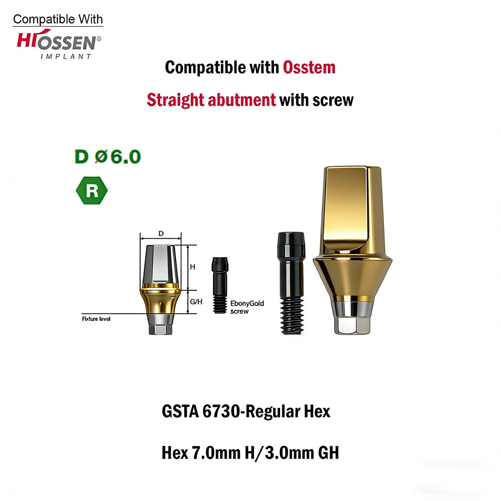 US 5pcs Dental Osstem Hiossen TS Ti Straight Transfer Abutment Hex MINI/Regular