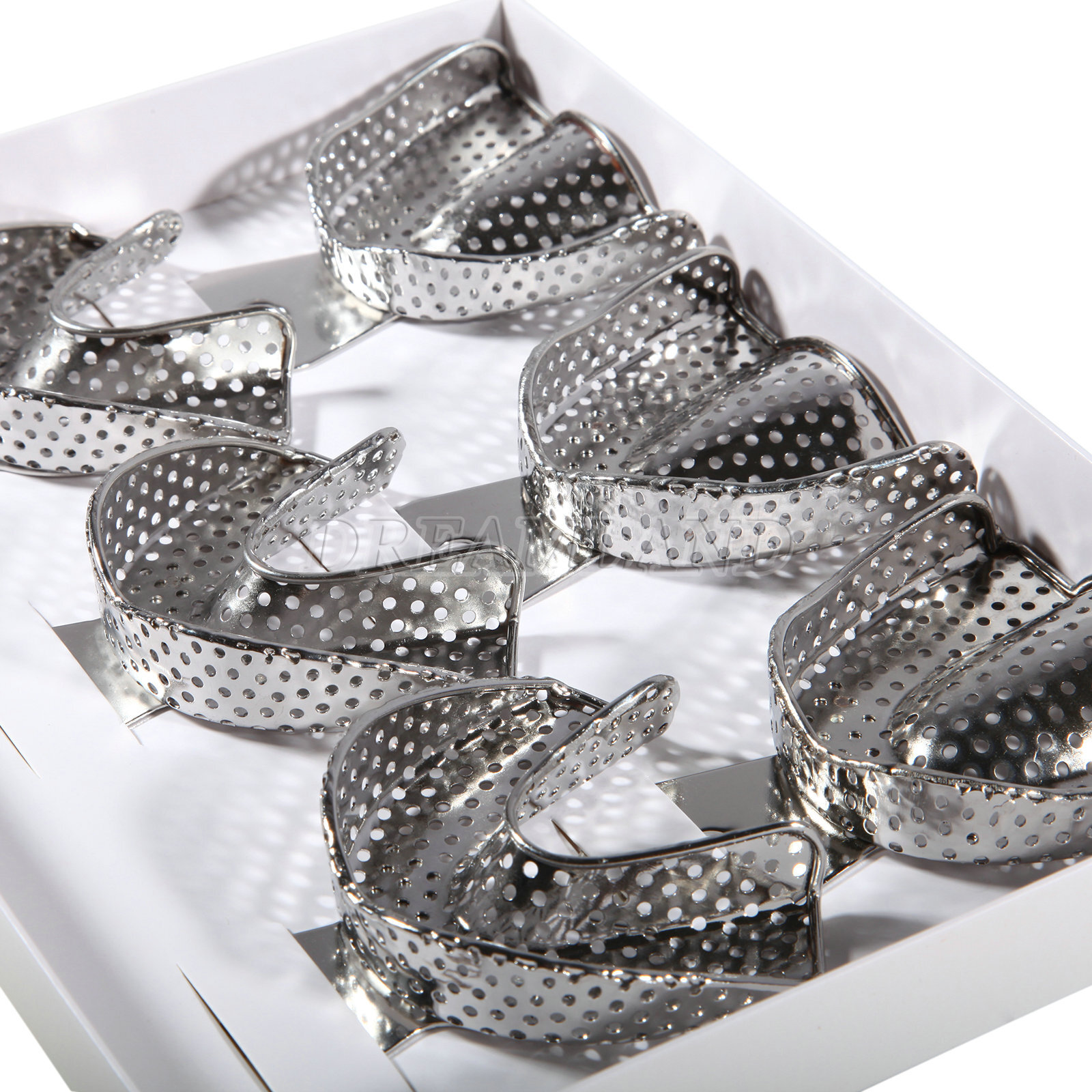 Dental Impression Trays Stainless Steel Perforated 6PC Upper+Lower S/M/L SKYSEA