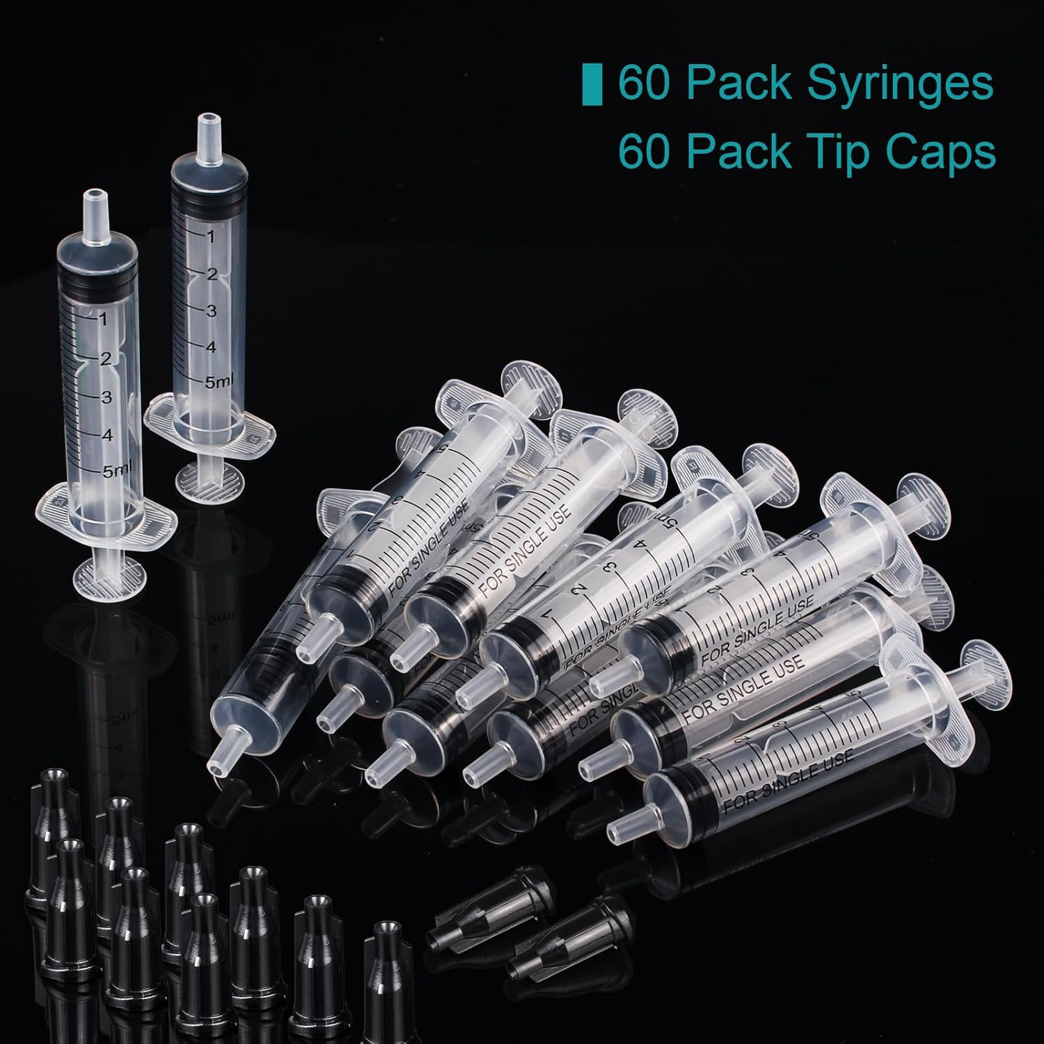 60Pack 5Ml Syringe without Needle – 5 Ml Small Plastic Syringes Sterile Individu