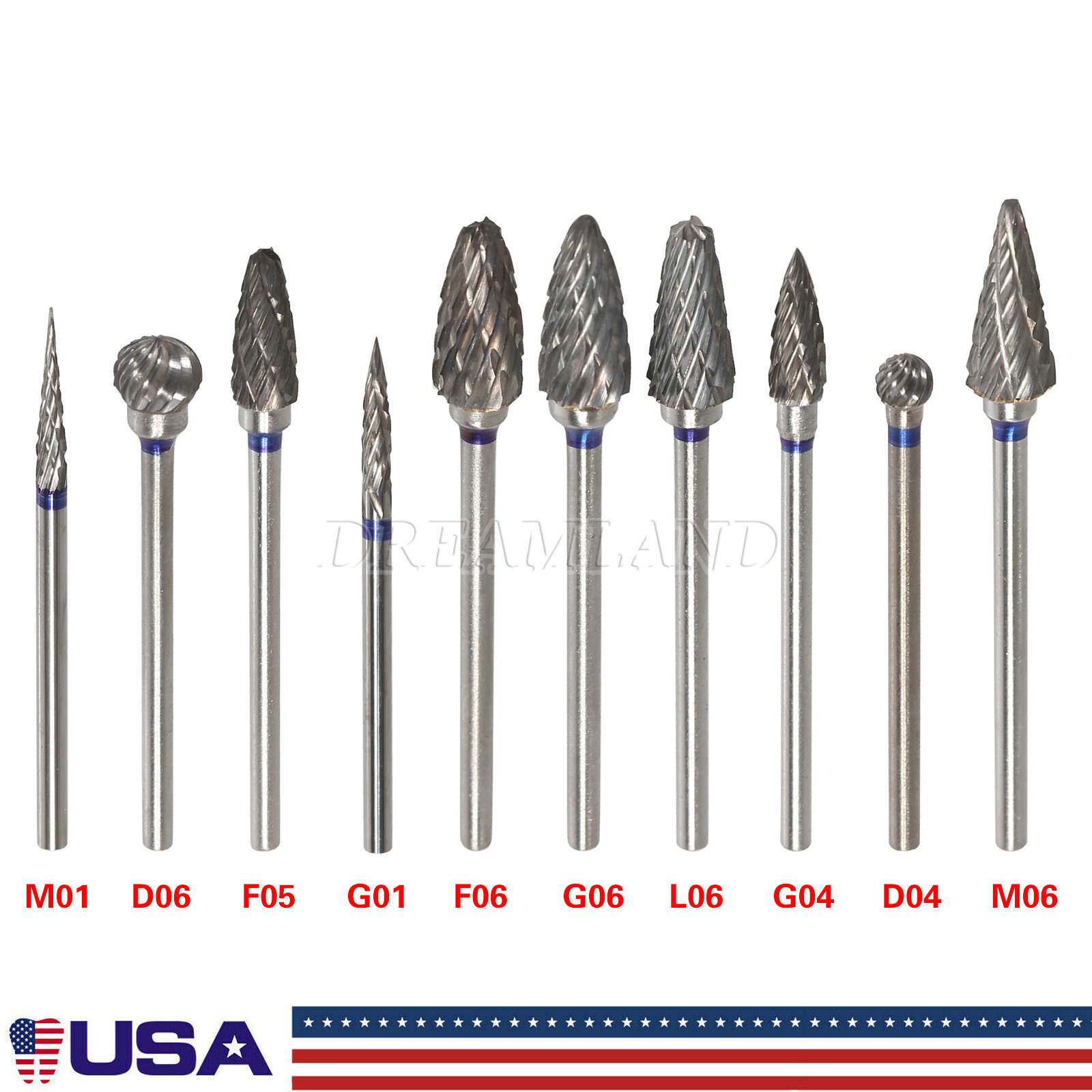 Dental Lab Polishing Drills Tungsten Steel Carbide Burs 2.35MM Medium Cross Cut