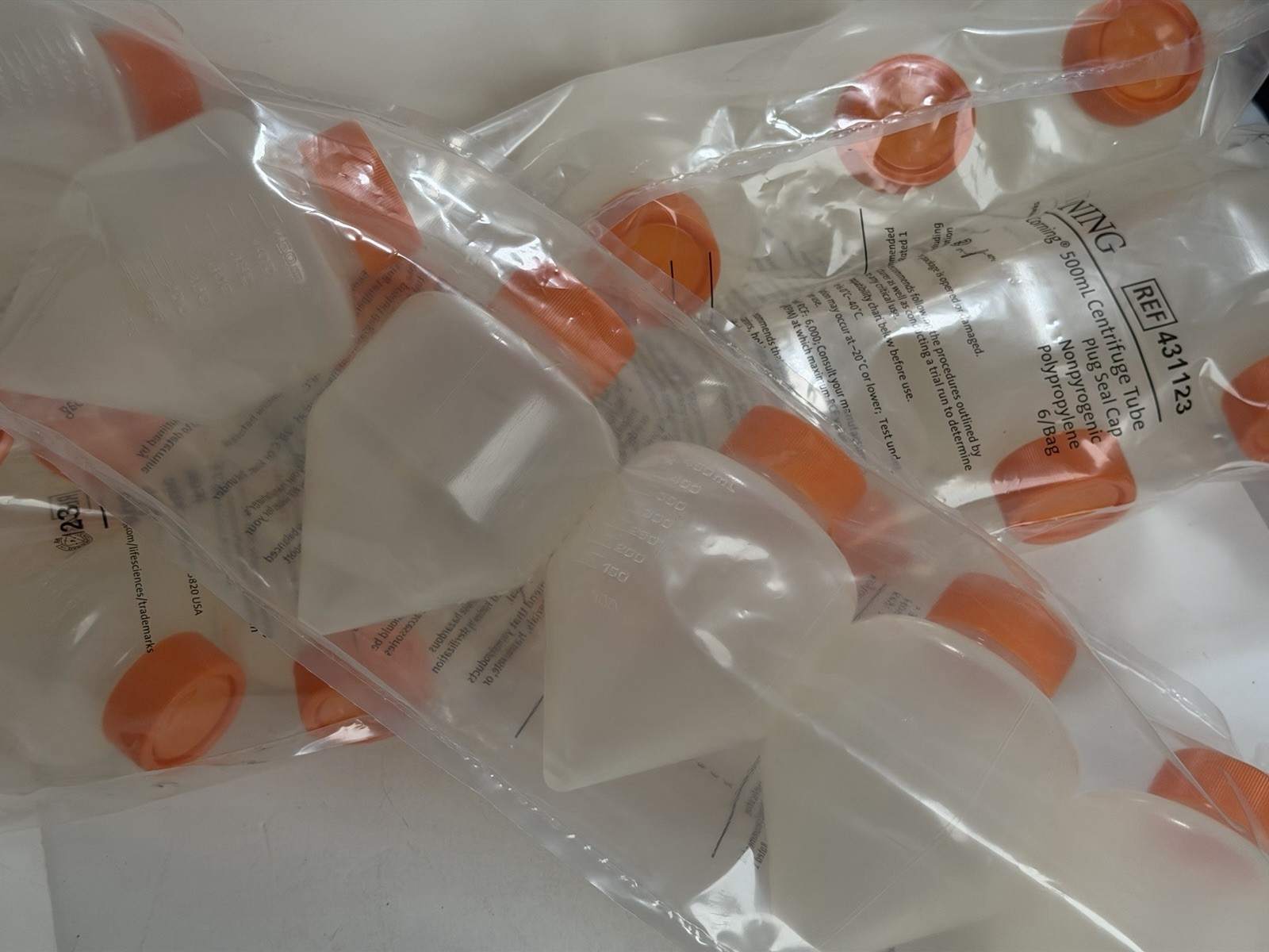 18 Corning 500mL Centrifuge Tubes REF 431123 Plug Seal Screw Cap Sterile Sealed