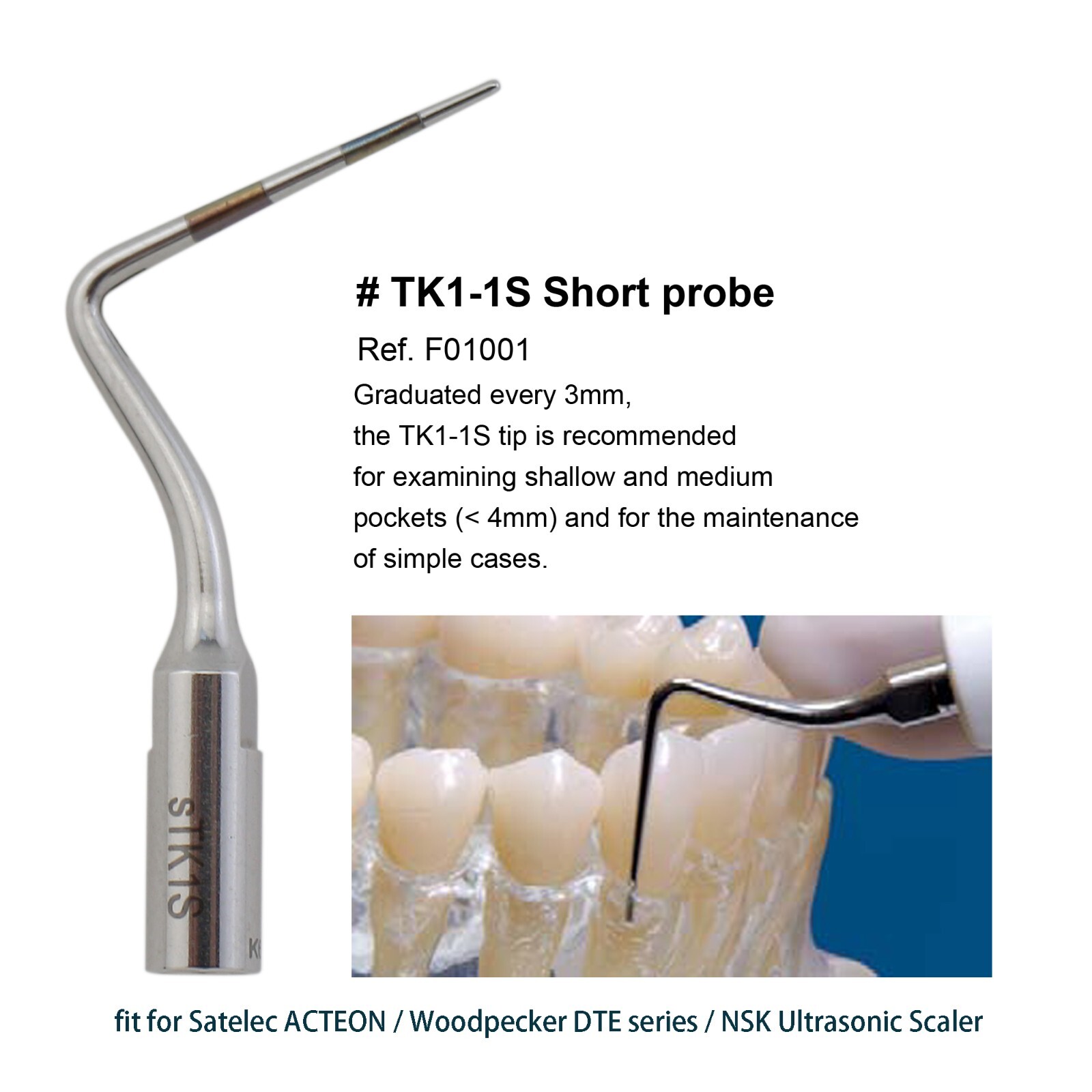 fit ACTEON NEWTRON Satelec Piezo Ultrasonic Scaler Tips H3 H4L TK-1L TK2-1L 10P