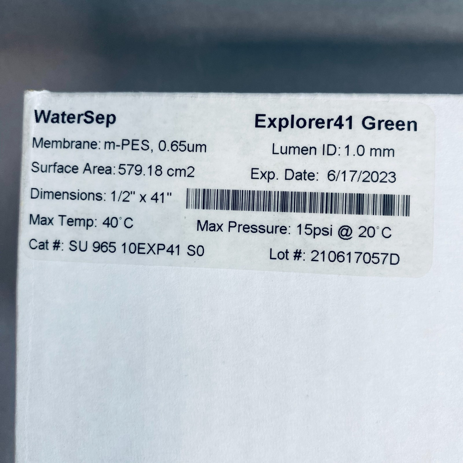 Sartorius WaterSep Explorer41 Green Hollow Fiber Filter 100 kDa 579.18 m2