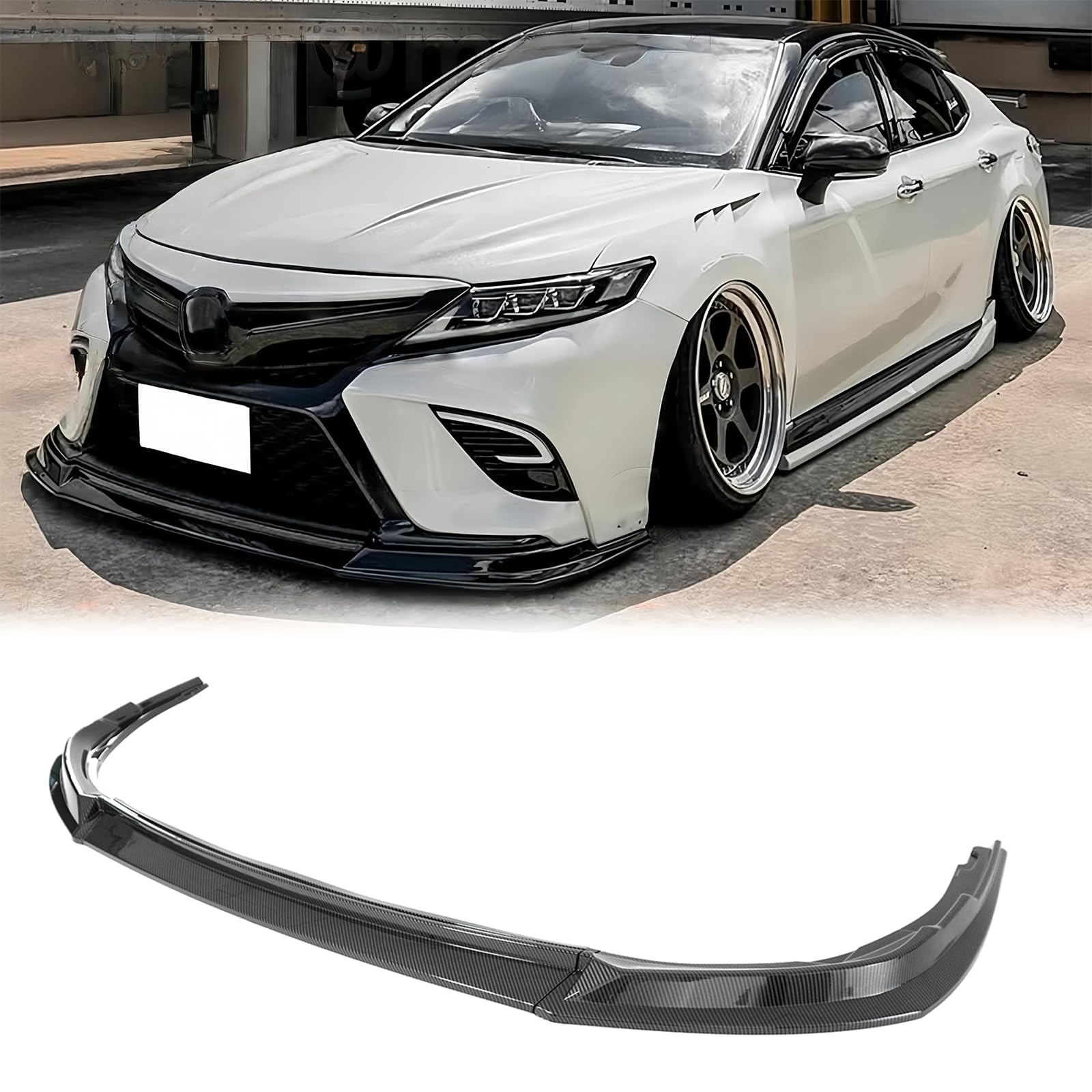 Front Spoiler Lip Splitter for Toyota Camry SE XSE 2018-2020 Carbon Fiber Print