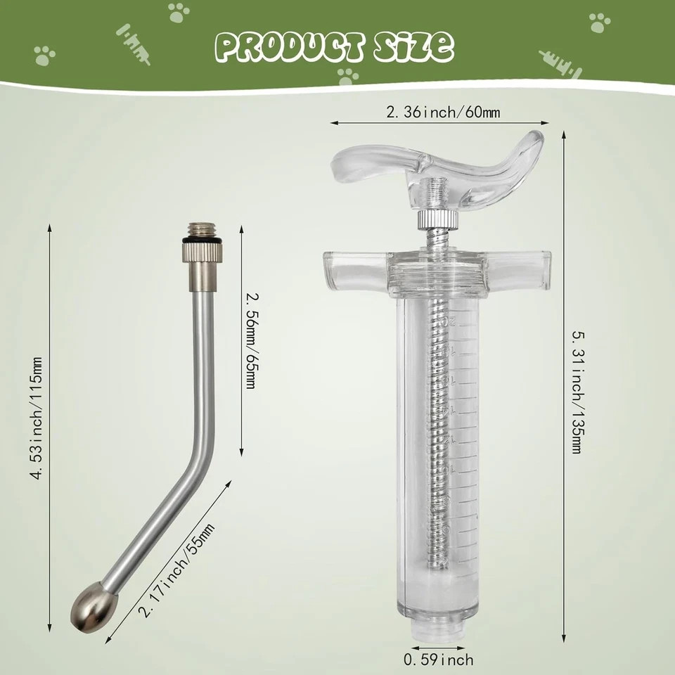 2 pcs Reusable Goats Syringe for Goat, 2 Drench Nozzle Adjustable Dosage…