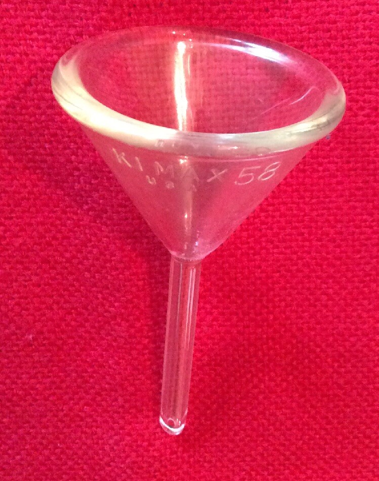 vintage Kimble KIMAX Glass 58° Degree Angle 45mm ID Short Stem Filling Funnel