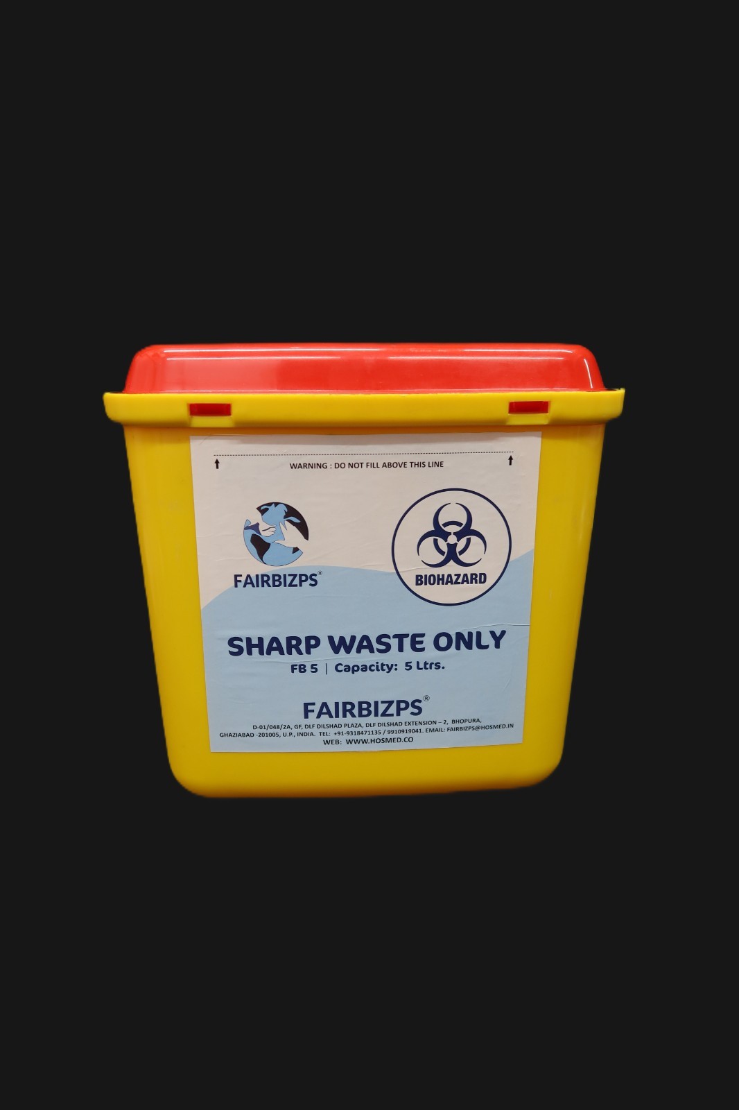 5 Liter Yellow Sharp Container for Medical Waste Disposal | Puncture