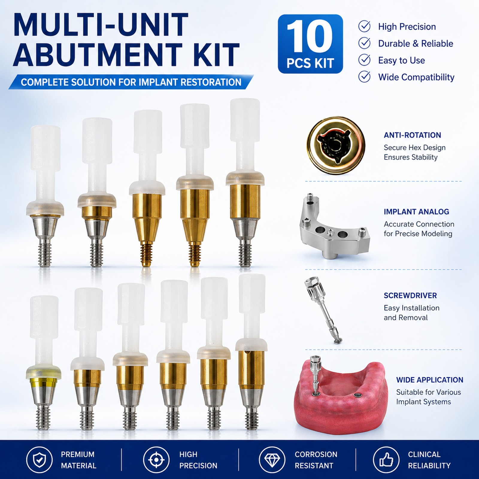 US Zest Locator Abutment Attachment Overdenture Caps Fits Hiossen Nobel Zimmer