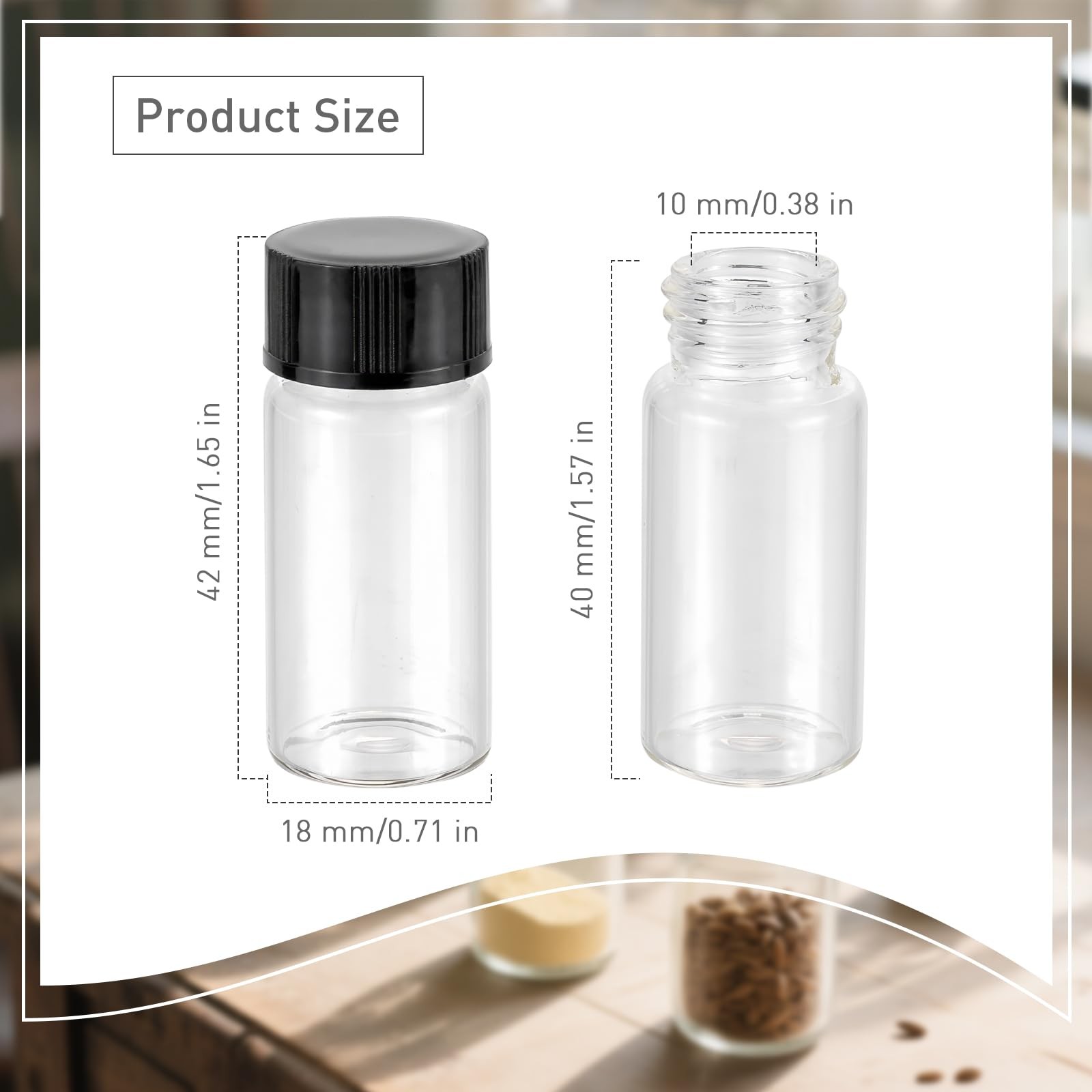 JIUWU 14pcs 5ml Mini Clear Glass Bottle Vials with 5 milliliters, clear