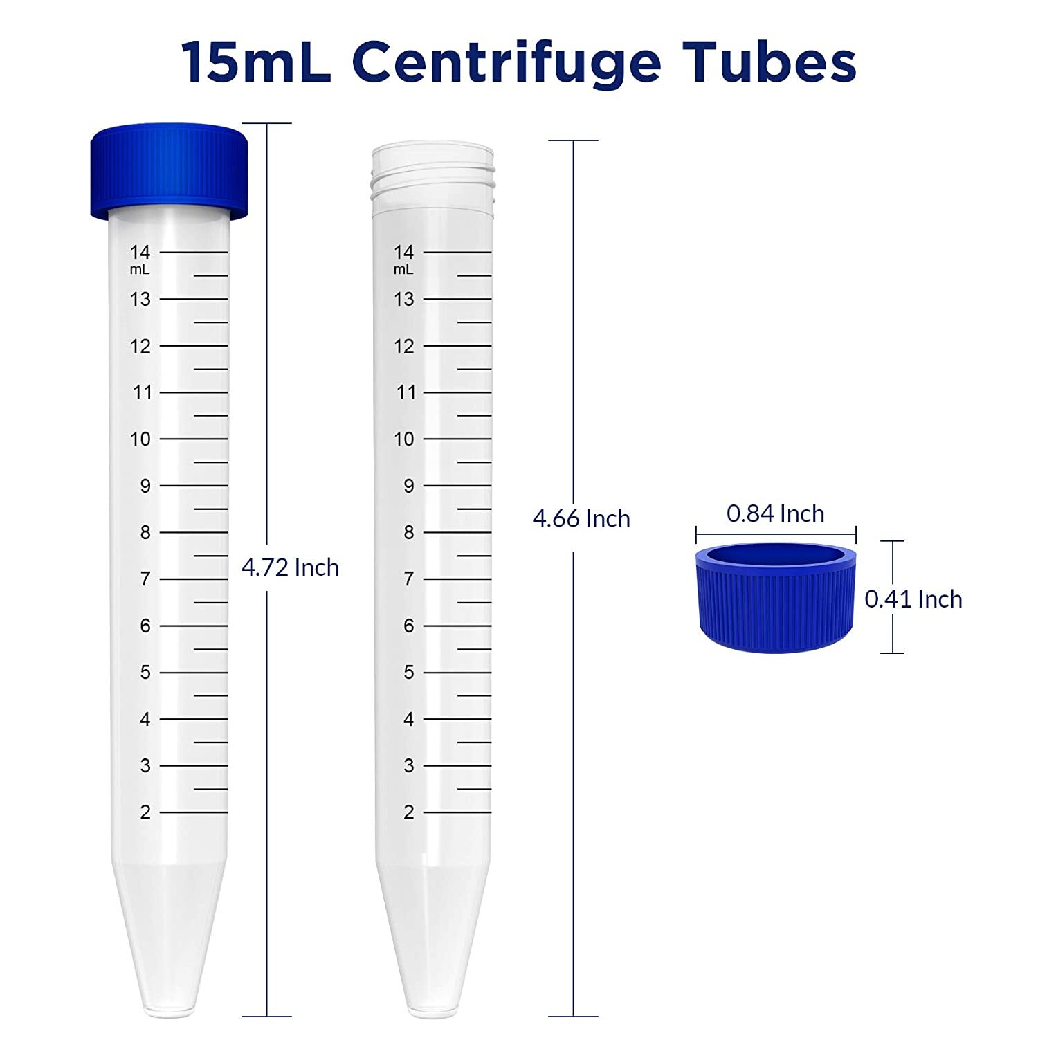 (250) 15ml Conical Centrifuge Tubes EO Sterile Polypropylene Screw Cap Graduated