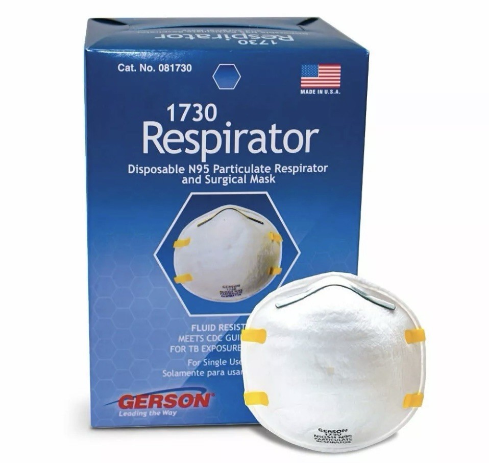 20 N95 Respirator Surgical Mask GERSON 1730 NIOSH 20/Bag Made USA 081730
