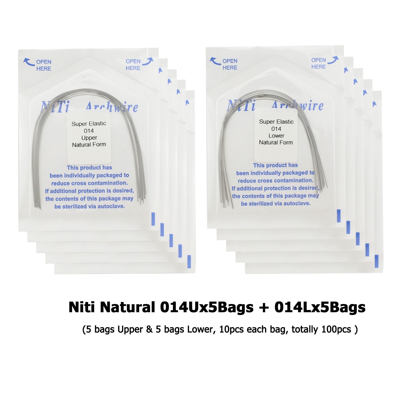 Dental Orthodontic Arch Wire Natural Form Niti Stainless Steel Round Rectangular