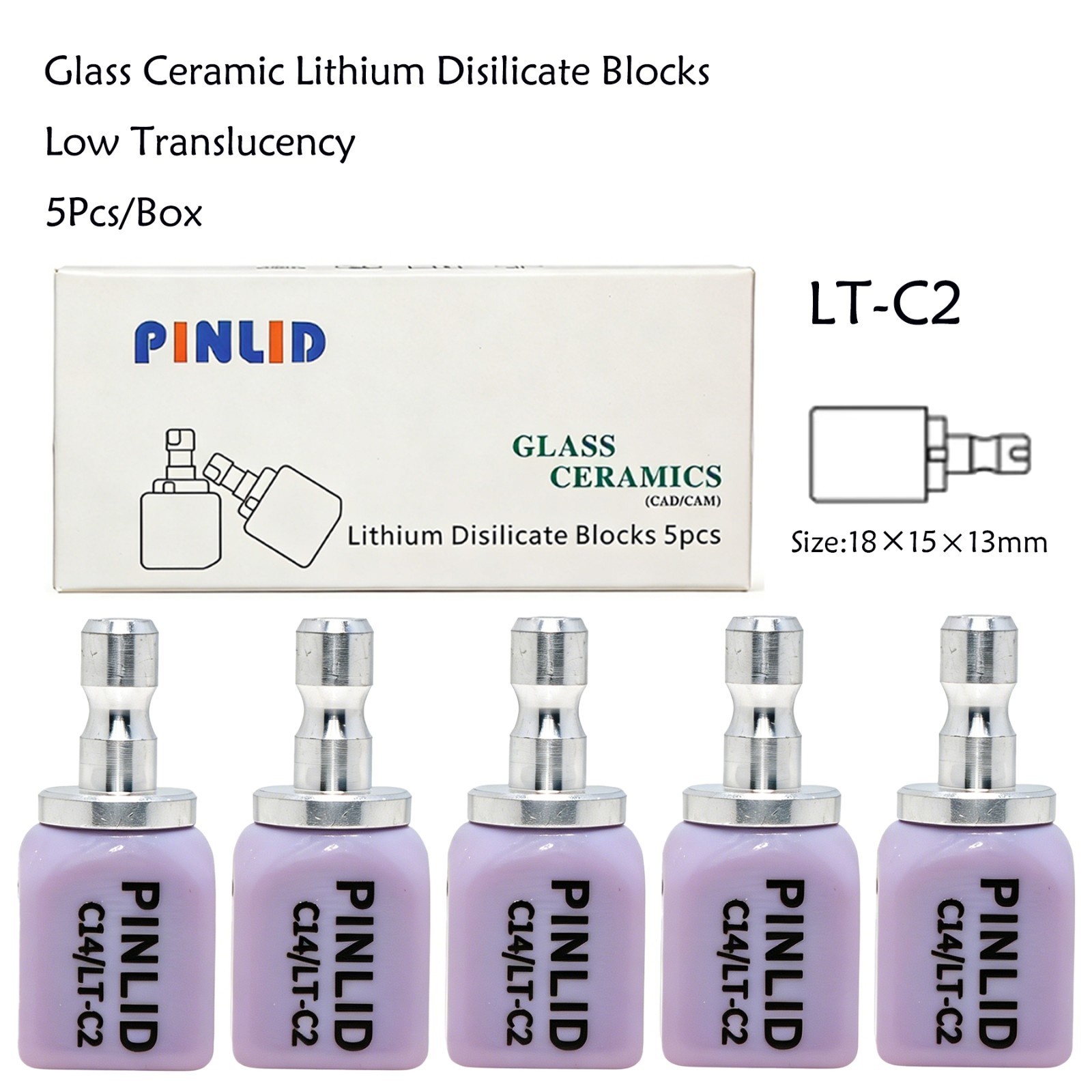 US C14 Emax Dental Glass Ceramic LT Lithium Dislicate CAD/CAM Cerec Blocks 5PCS