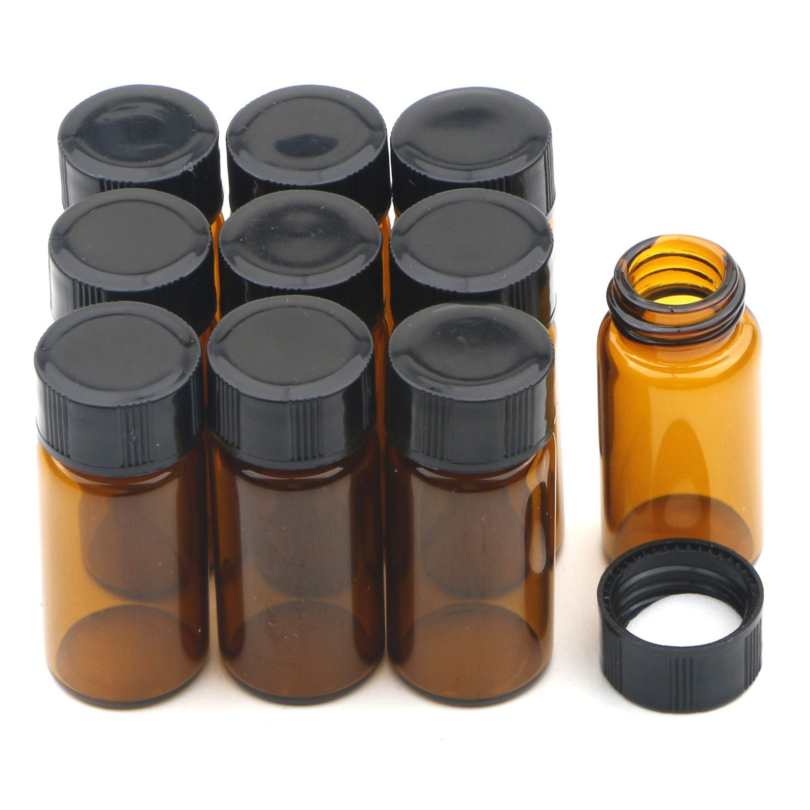 10 pcs 5ml Brown Glass Small Bottles, Screw Cap Lab Vials, Liquid Sample Coll…