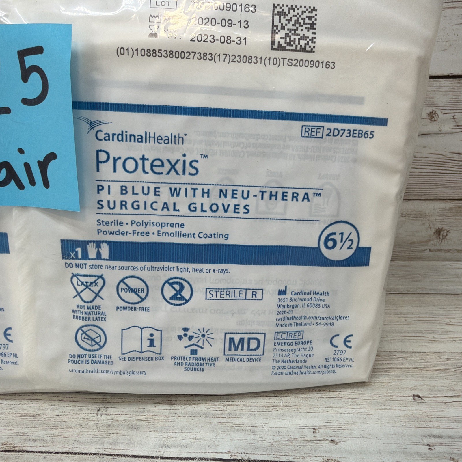 Protexis PI Blue w/Neu-Thera Surgical Gloves *25 Pair* Size: 6.5 *See Date*8-23