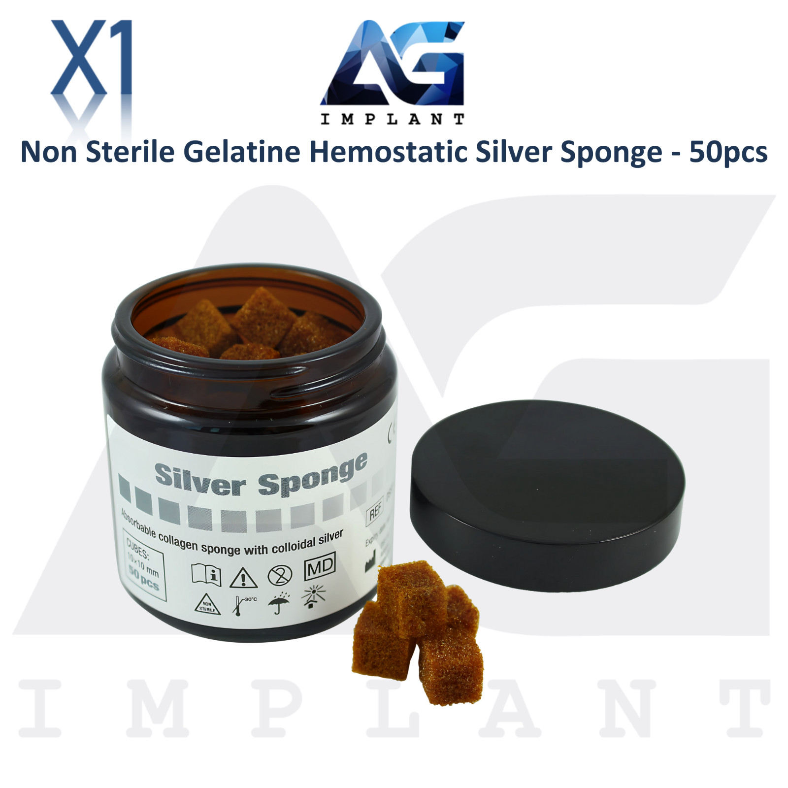 Dental Silver Sponge Non Sterile Gelatine Hemostatic 50pcs Ble3ding Control