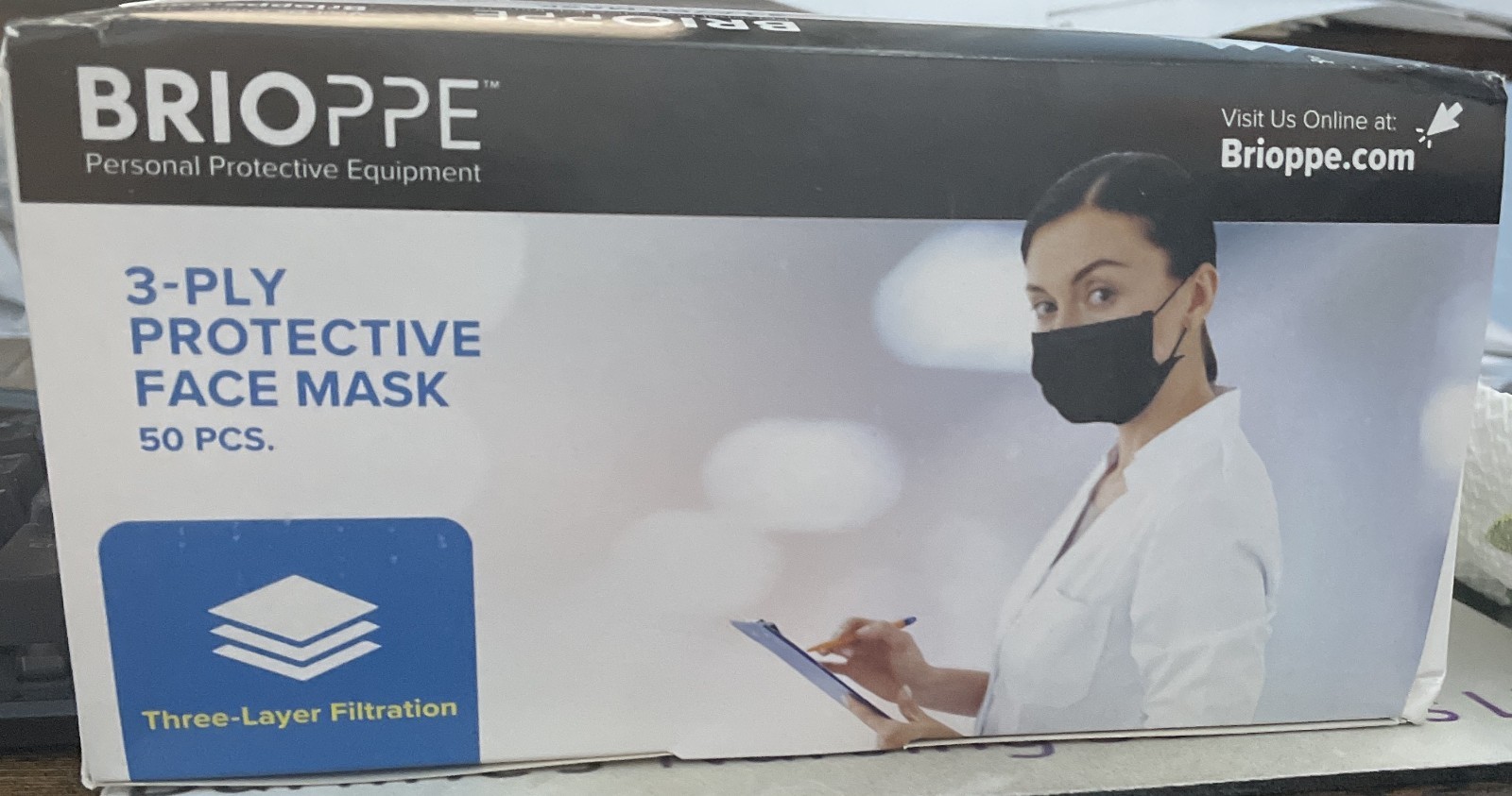 Black Disposable Face Mask 50 PCS 3-Ply Medical Surgical Ear-Loop Mouth Cover