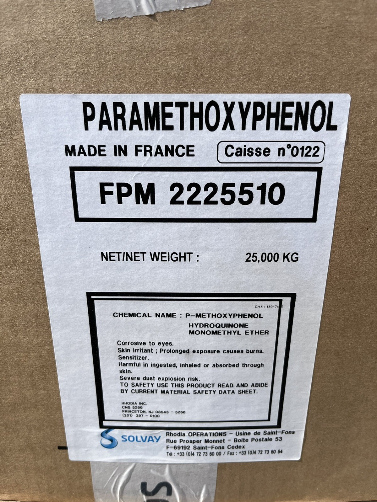 (5) Lb Para Methoxyphenol Mequinol pure crystals 99.9% skin care grade France