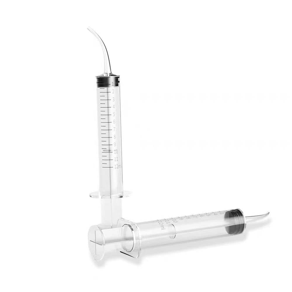 10 Pack Dental Syringes with Curved Tip Disposable Gradient 12ml, transparent
