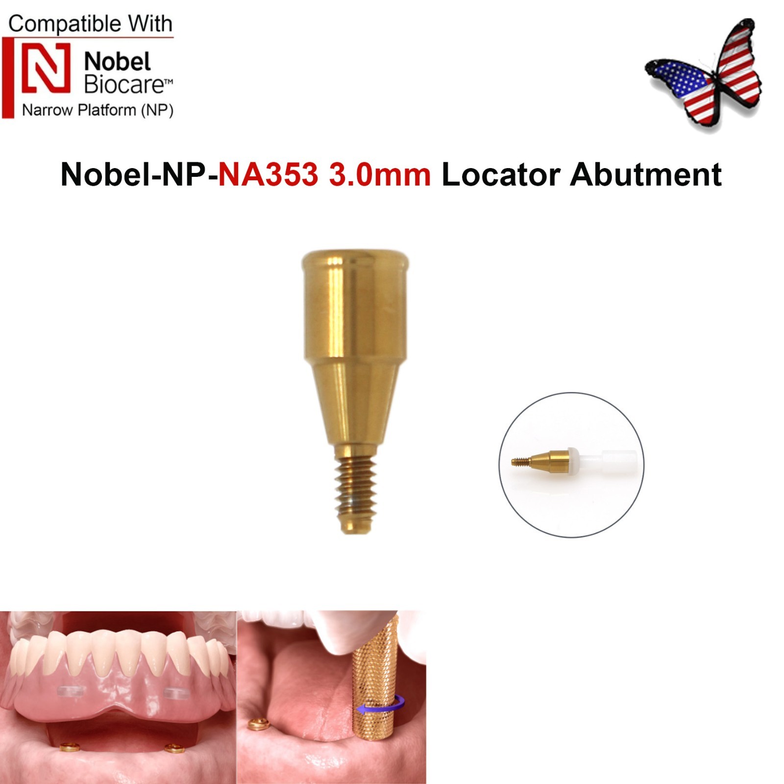Dental Locator Abutment NP RP Compatible with Nobel NBL Active Implant AH 1–5mm