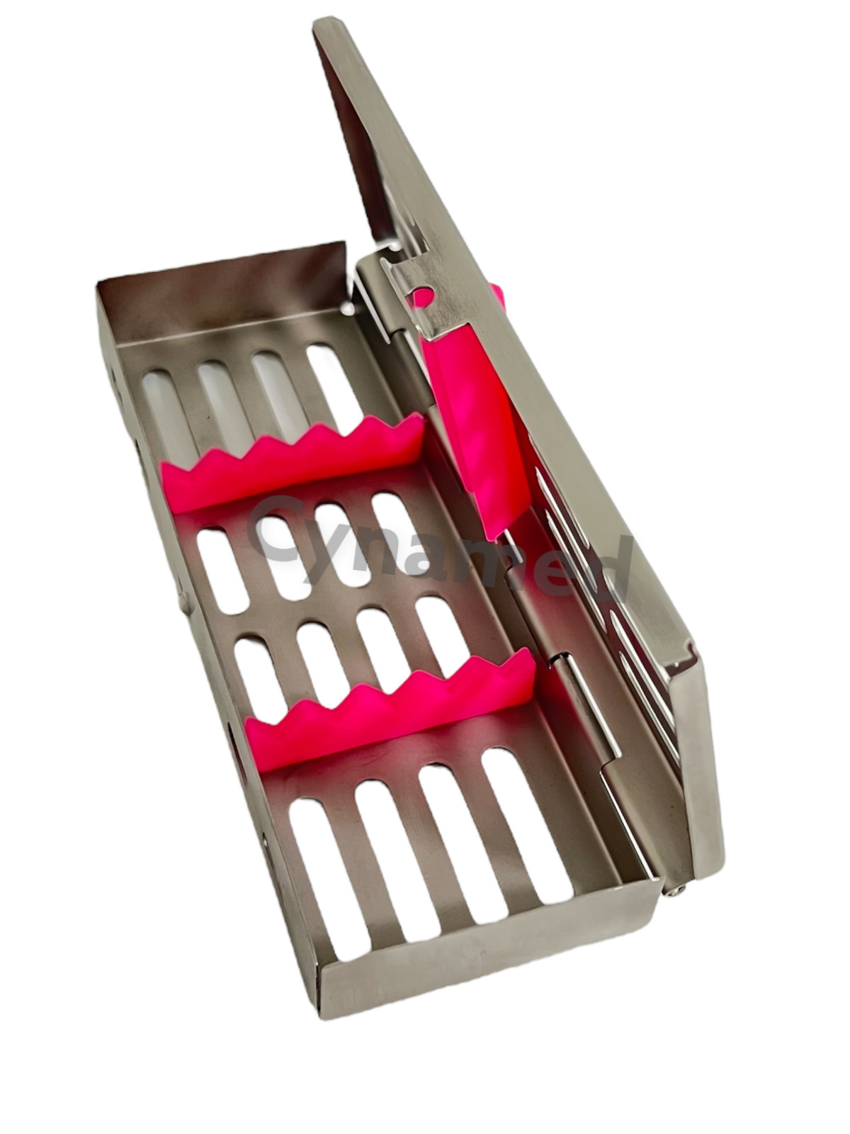 Pink Silicone Sterilization Cassette German Stainless 7″x2.5″x0.75″ Dental & Med