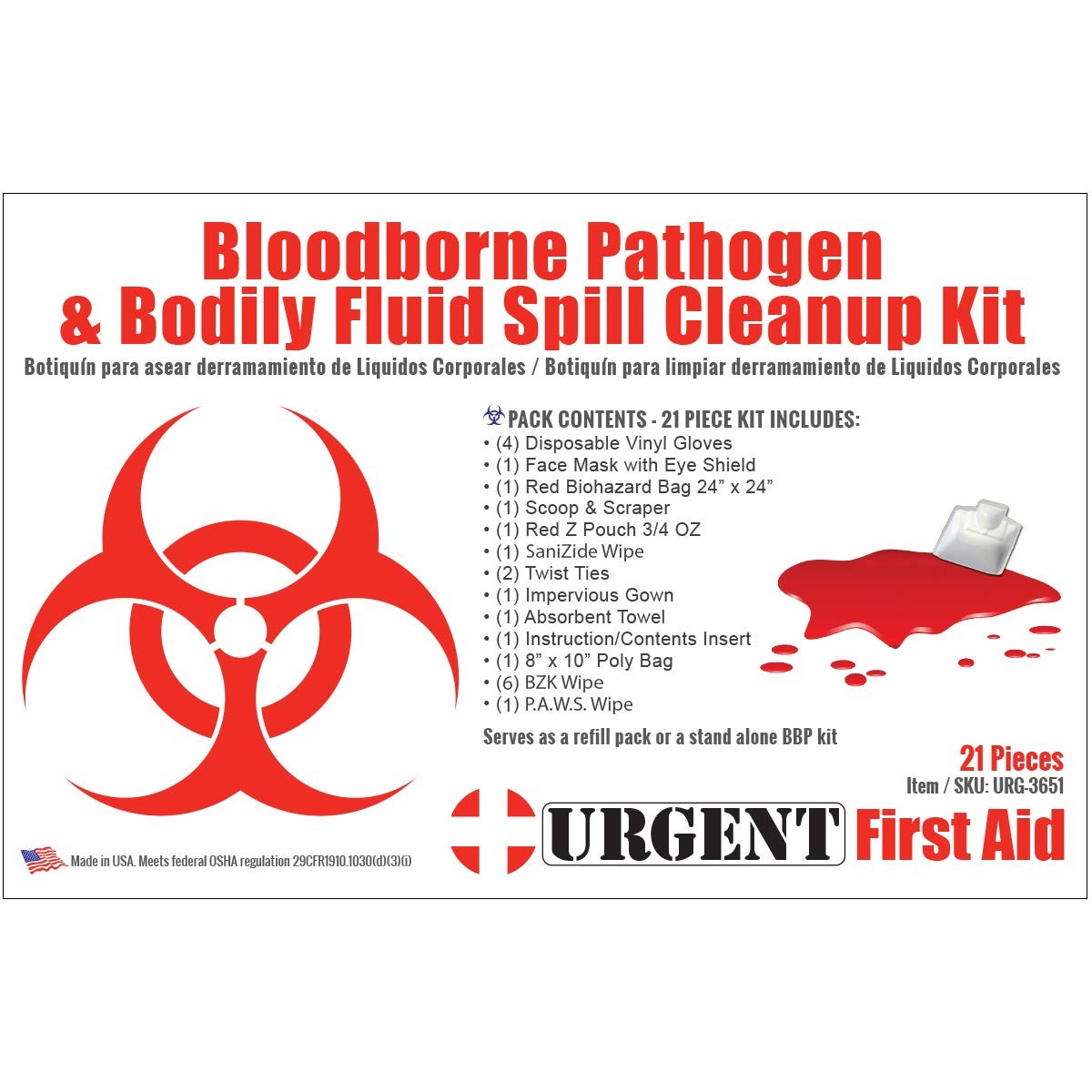 22 Piece Bodily Fluid Cleanup Pack/Bloodborne 21 Set, Multi-color