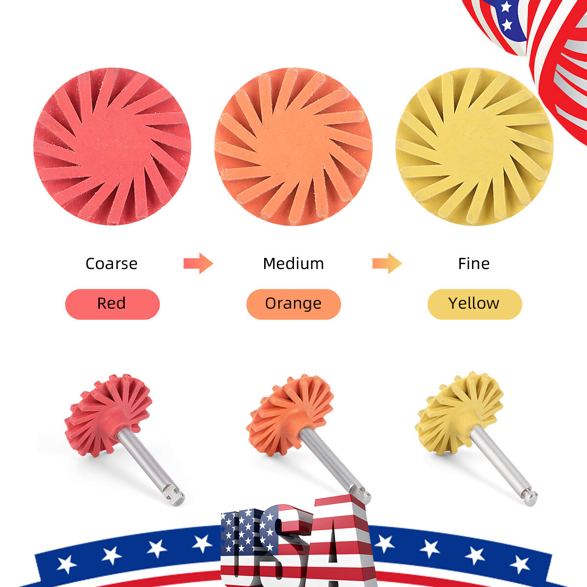 US Dental Composite Diamond Grinding Polishing Wheels Disc RA Coarse/Medium/Fine