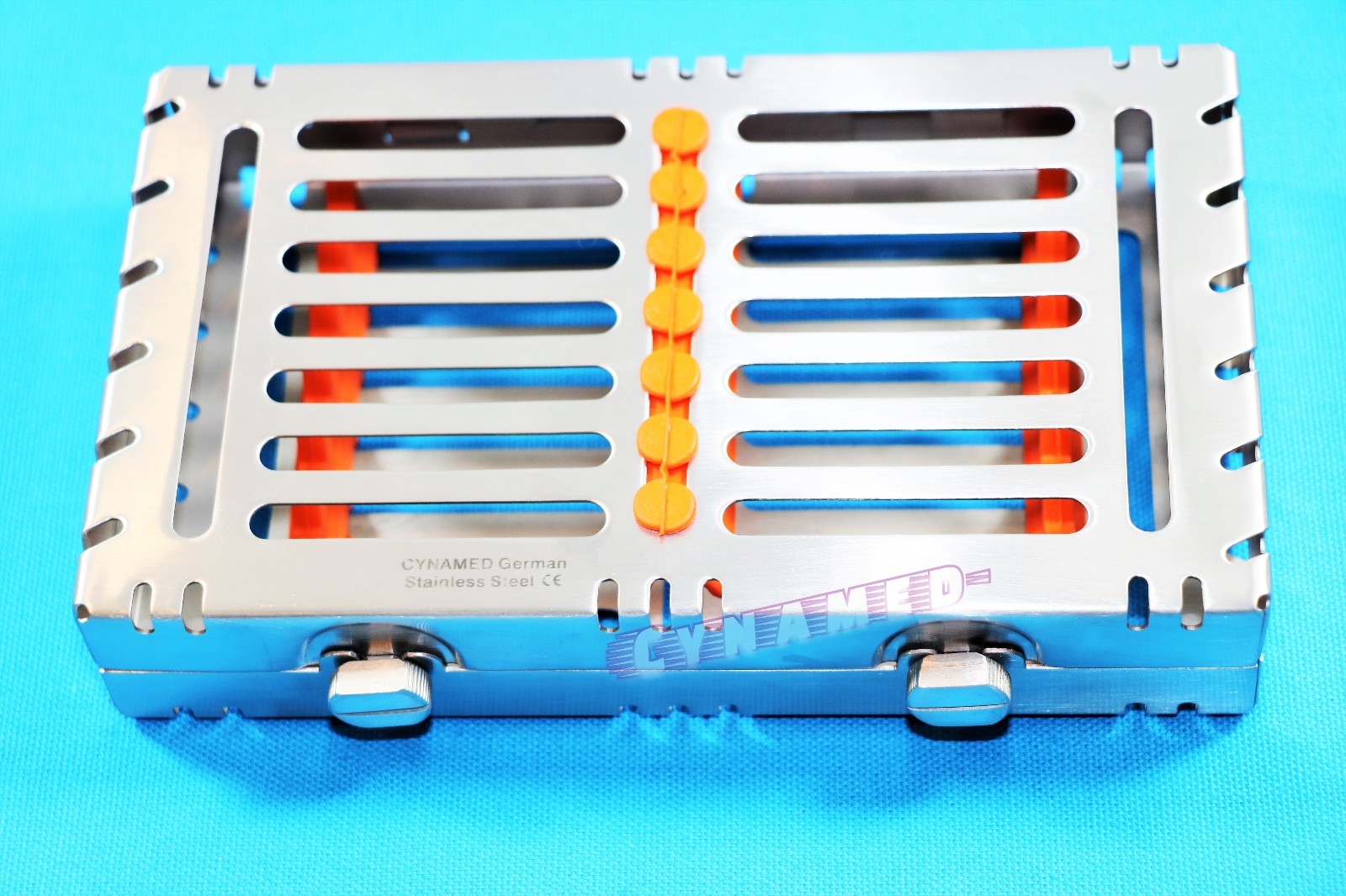 ORANGE GERMAN DENTAL STERILIZATION CASSETTE FOR 7 INSTRUMENTS DETACHABLE 2BUTTON