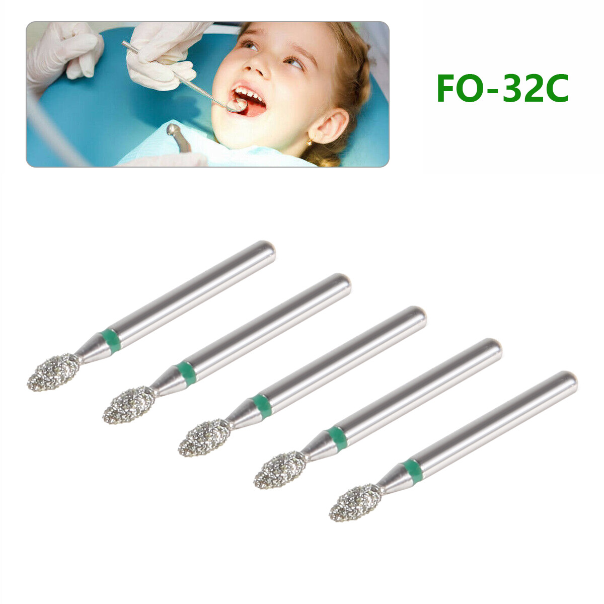 20 packs Dental Diamond Burs drill FG for High Speed turbine Handpiece FO-32C