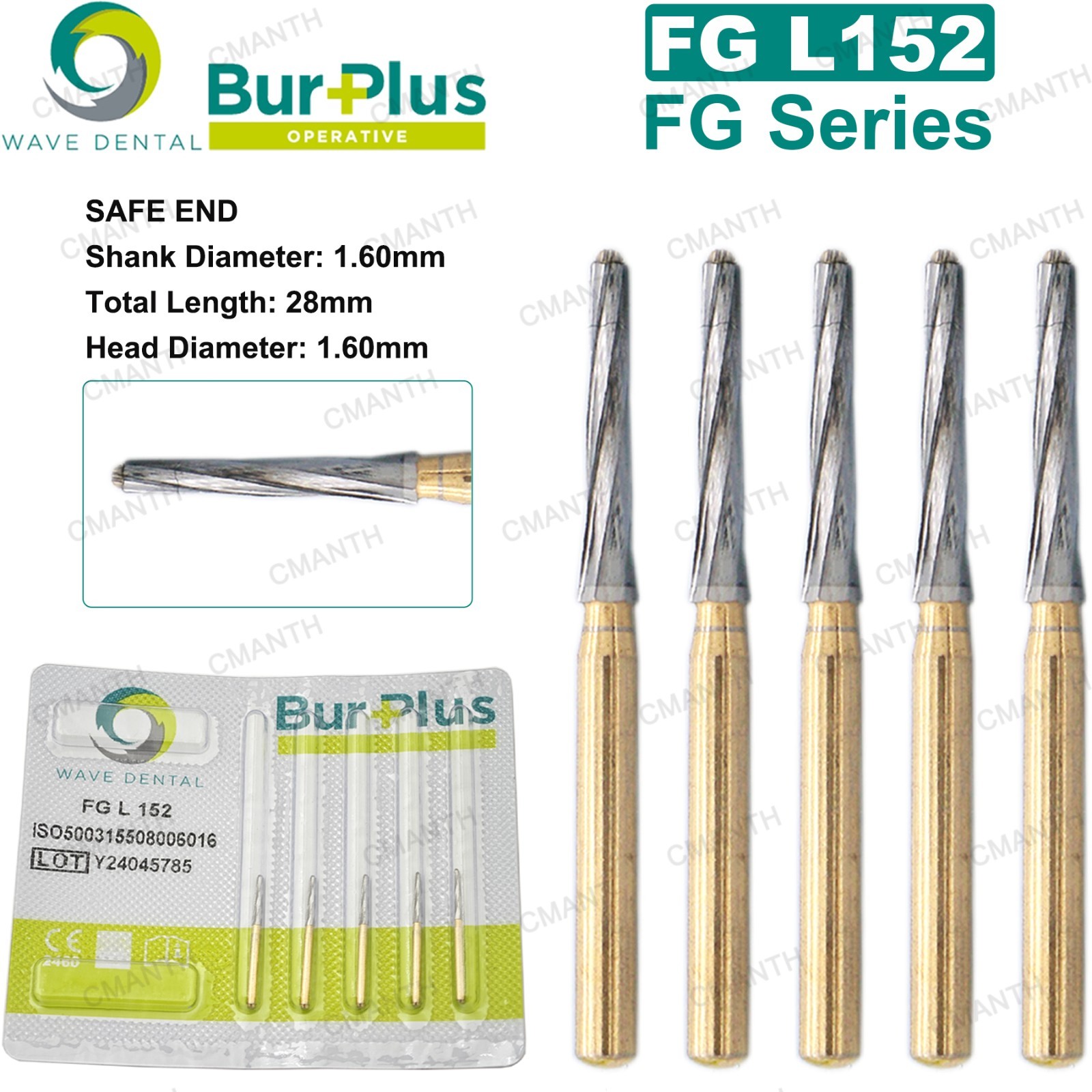 WAVE Dental Tungsten Carbide Burs High Speed Surgical Bur Endo-Z 25mm FG SURG152