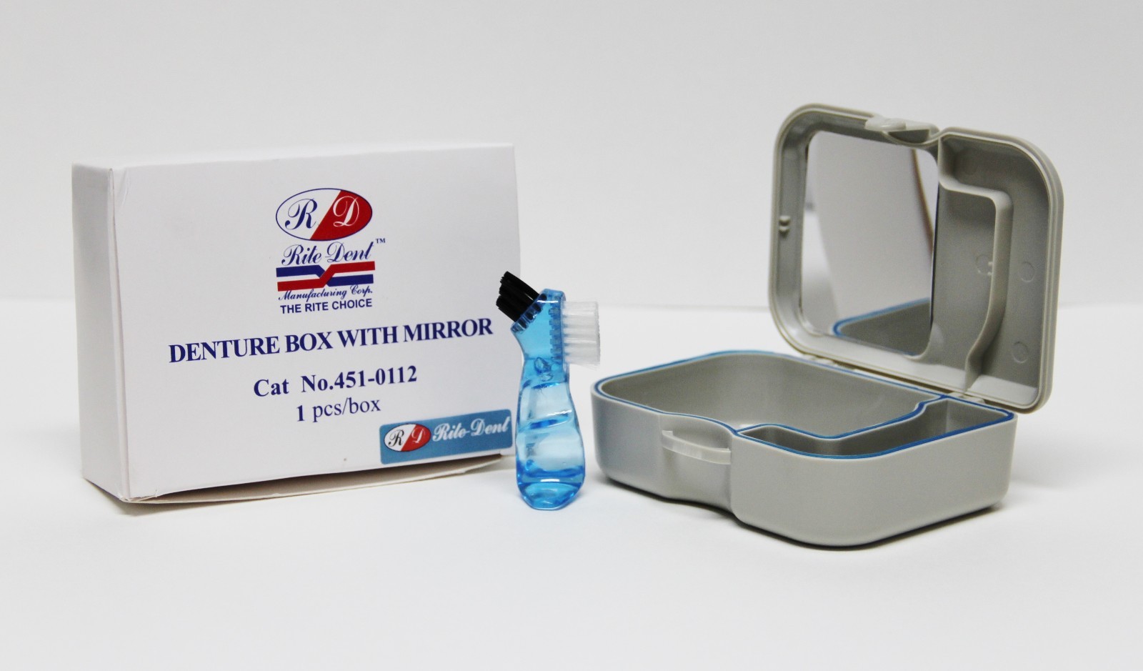 Denture Retainer Mouth-guard Storage Case with Mirror & Cleaning Brush – 1 PC