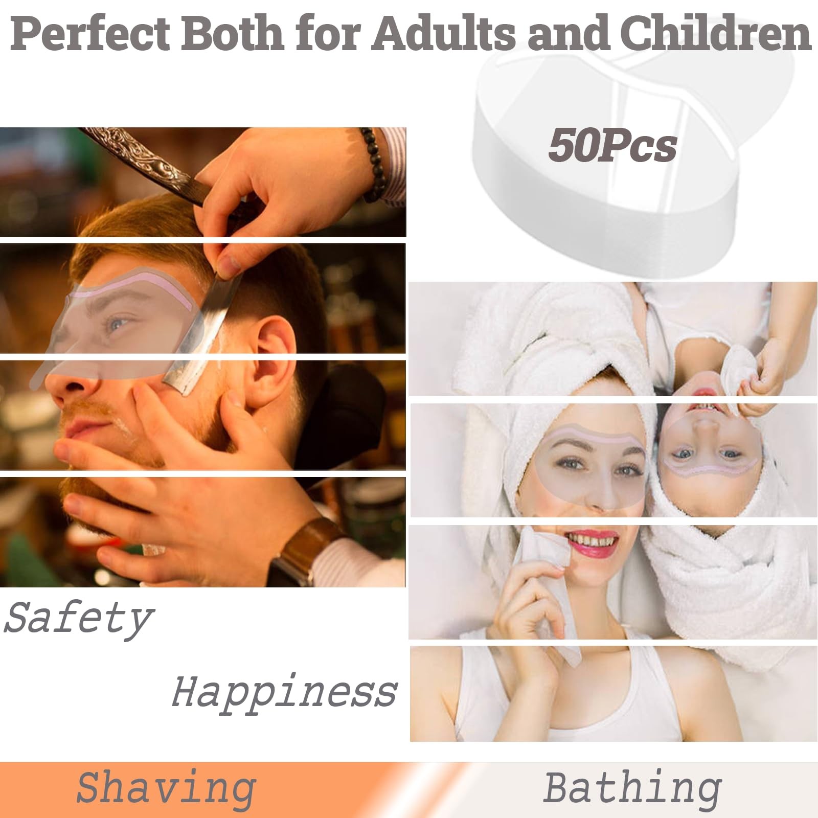 QIOOLEEO 50 Pcs Disposable Shower Face 1 Count (Pack of 50), Clear Eye Patch