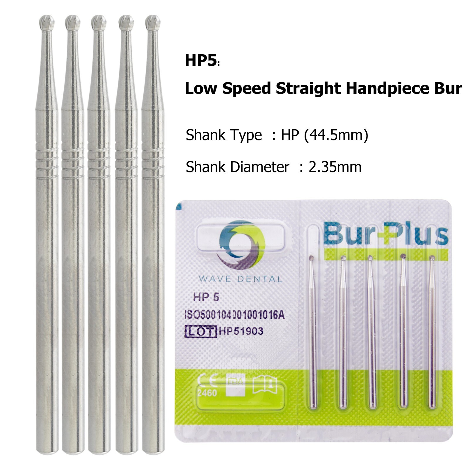 Wave Dental Carbide Straight Handpiece Bur Round HP1/4 1/2 1 2 3 4 5 6 7 8 10