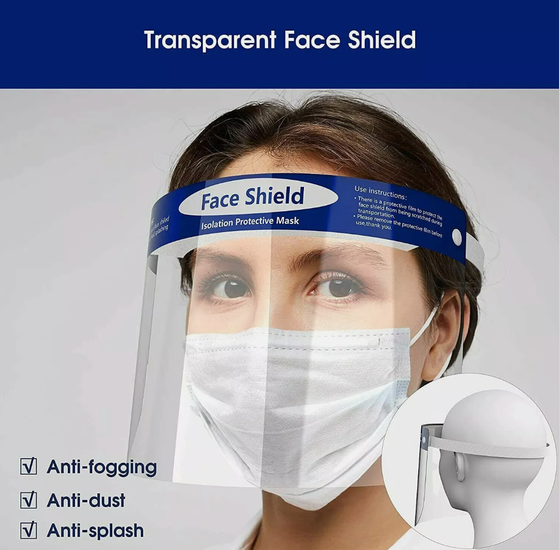 Full Face Shield Safety Mask; 100 Masks; Reusable & Anti Splash
