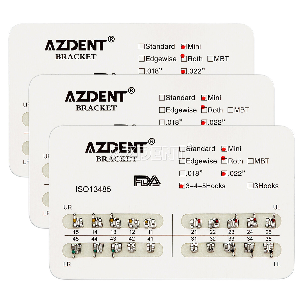 US AZDENT Dental Orthodontic Brackets Braces Mini Roth Slot.022 3-4-5 Hooks