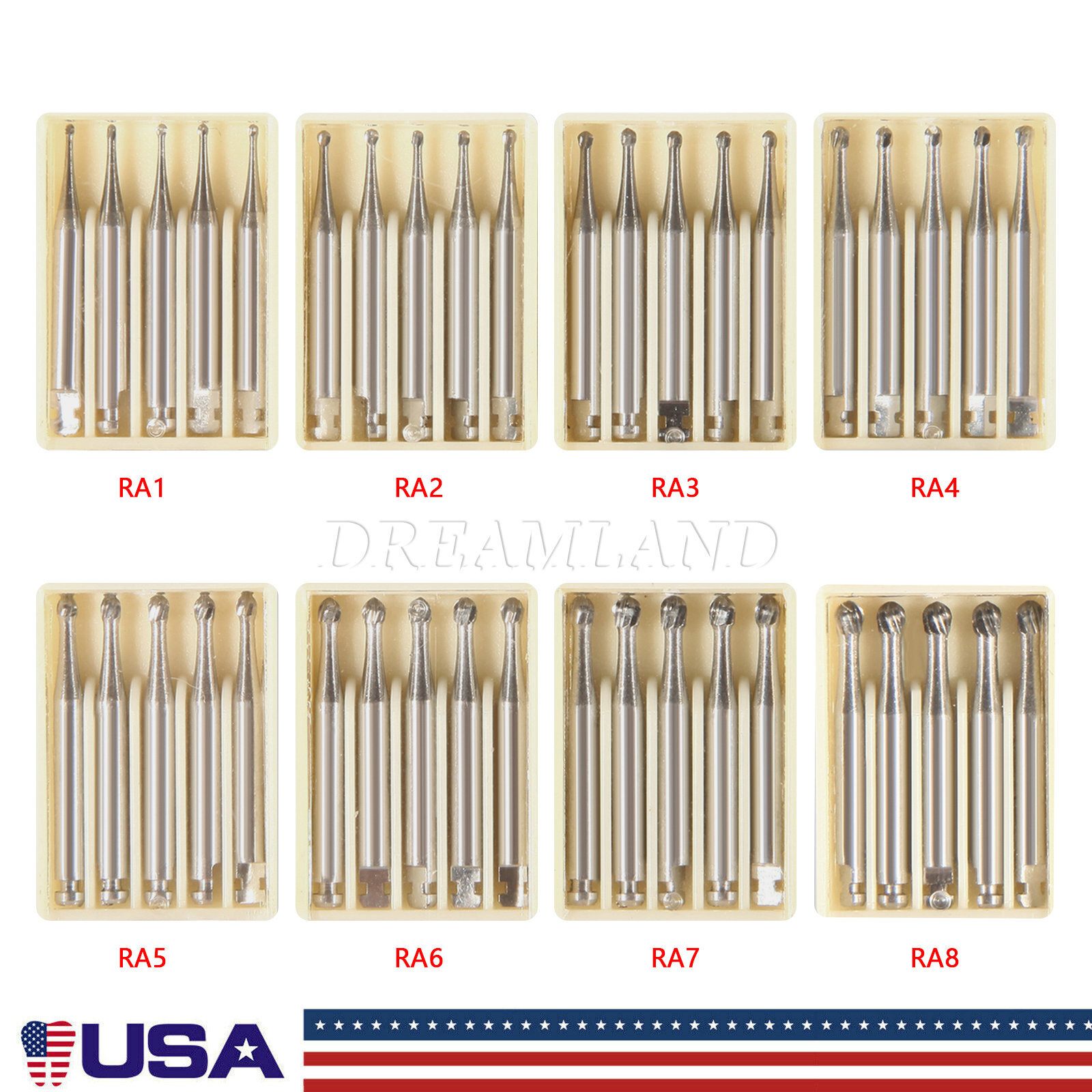 5 Pcs/Pack RA1-8 Dental Tungsten Carbide Bur F/ Low Speed Contra Angle Handpiece