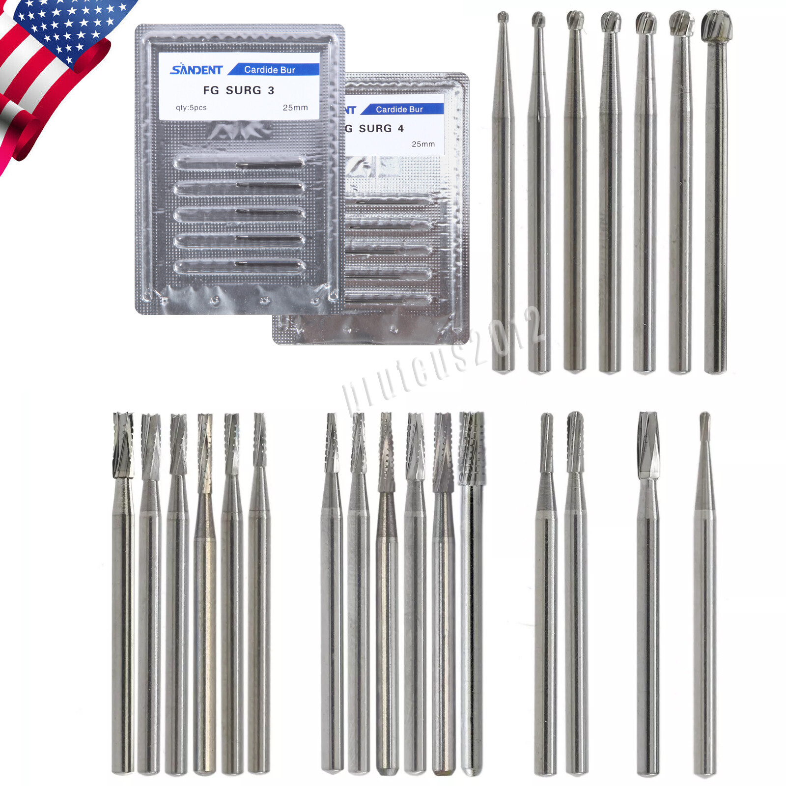Dental Carbide Surgical Burs FG SURG 2 3 4 5 330 557 Long Shank High Speed