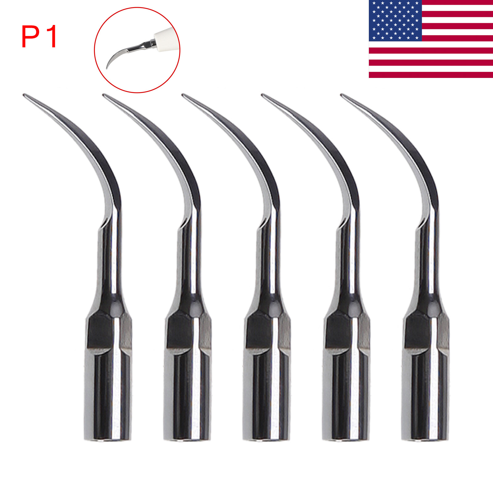 5-20*Dental Ultrasonic Piezo Scaler Perio Tips P1 Fit EMS/Woodpecker Handpiece Y
