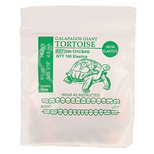 Elastics for Orthodontics – Assorted Neon Tortoise, Heavy 6.5oz, 75 Packs, USA M