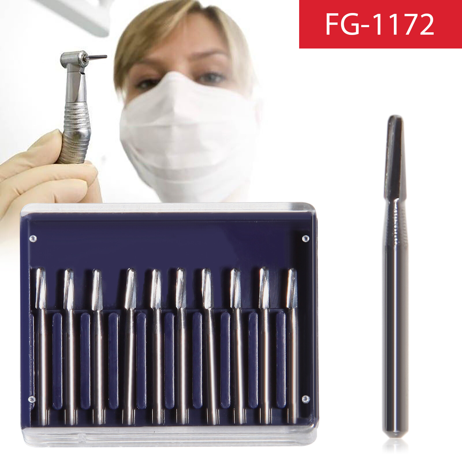 10*Dental Tungsten Carbide Tungsten Steel Burs for High Speed Handpiece FG1172