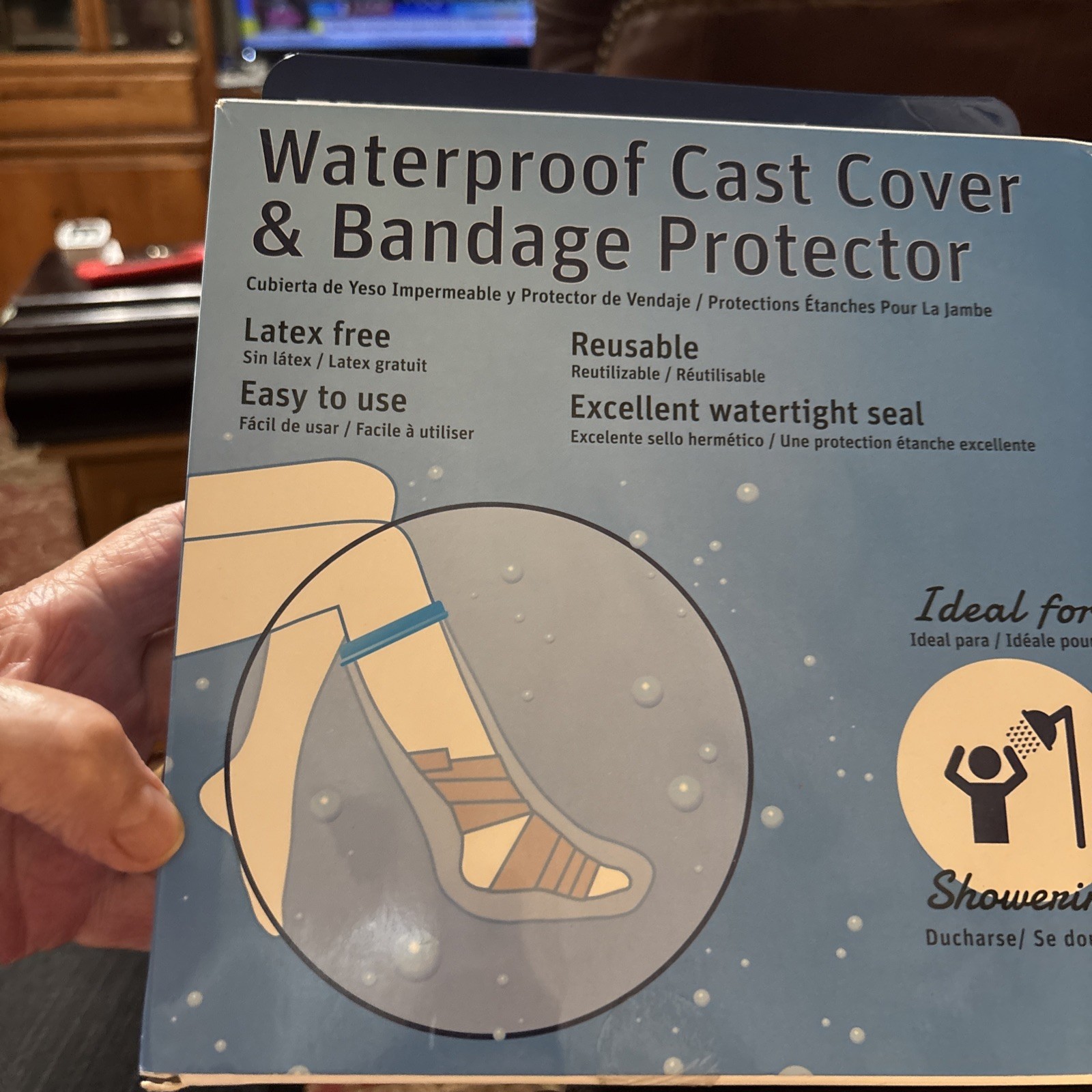 Water Proof Leg Cast Cover Or Bandage Protector For Shower – 1 Count , Clear