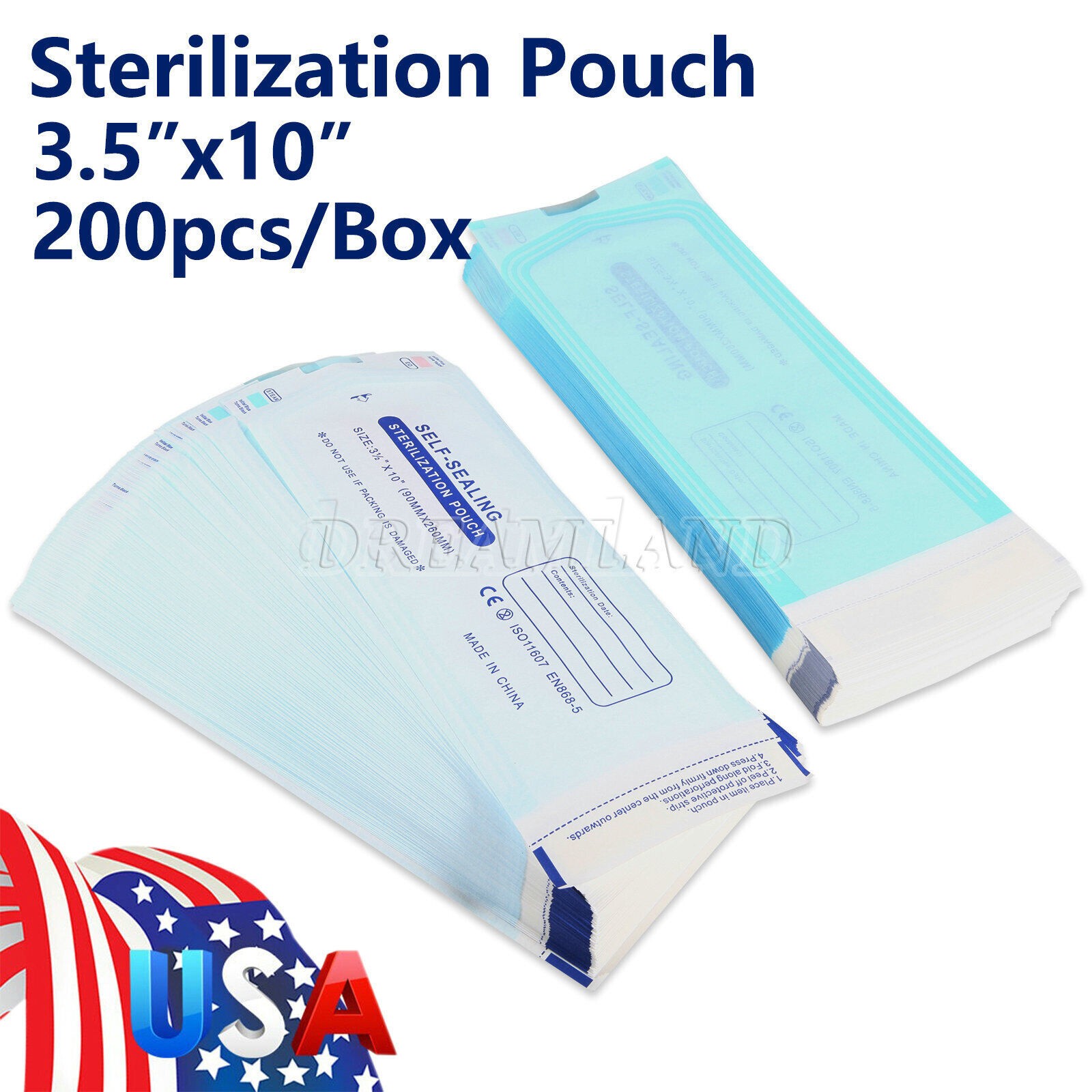 3-1/2″ x 10″ Dental Medical Self Seal Pouch Sterilization Bag Pouches USA