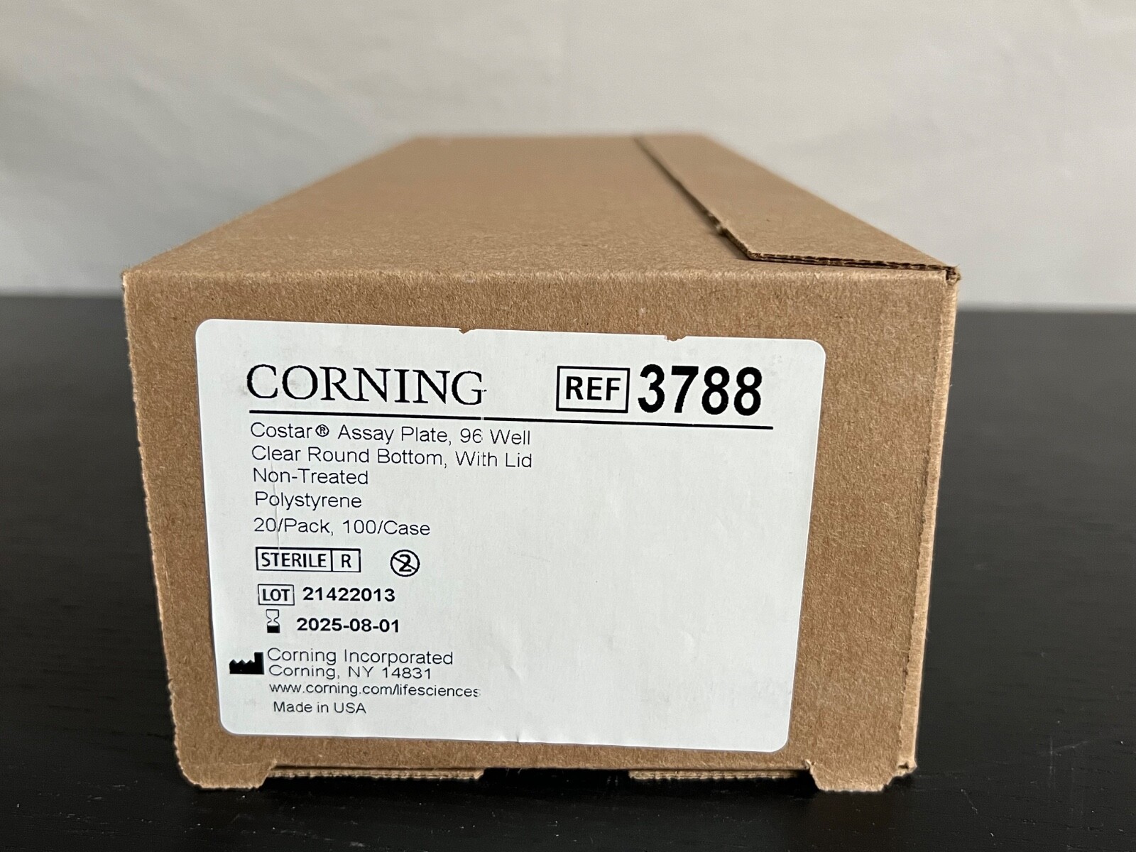 Corning 3788 Costar Assay Plate 96 Well Clear Round Bottom w/Lid NEW 20/box